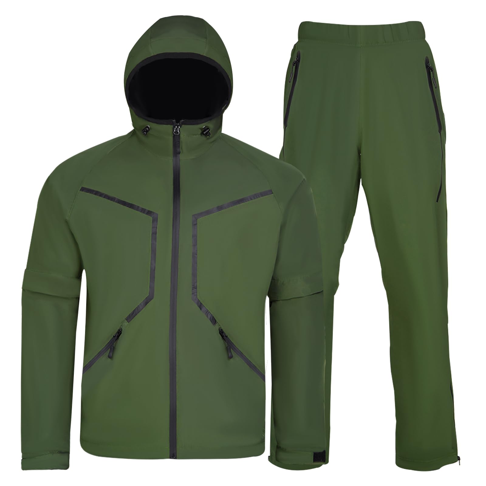 K.E.J. Men's Waterproof Golf Rain Jacket - Lightweight & Breathable Performance Rain Suit for Outdoor Sports - Perfect for Golfing, Hiking & Camping in Wet Weather