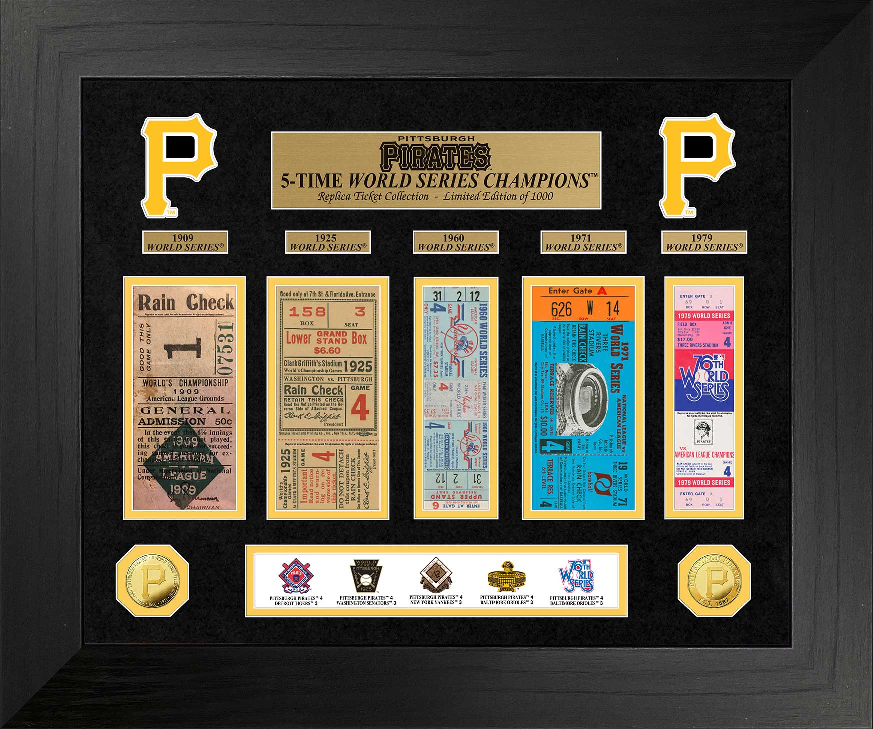 Pittsburgh Pirates World Series Commemorative Gold Coin & Ticket Collection - Perfect for MLB Fans, Sports Memorabilia Collectors, and Gift Giving
