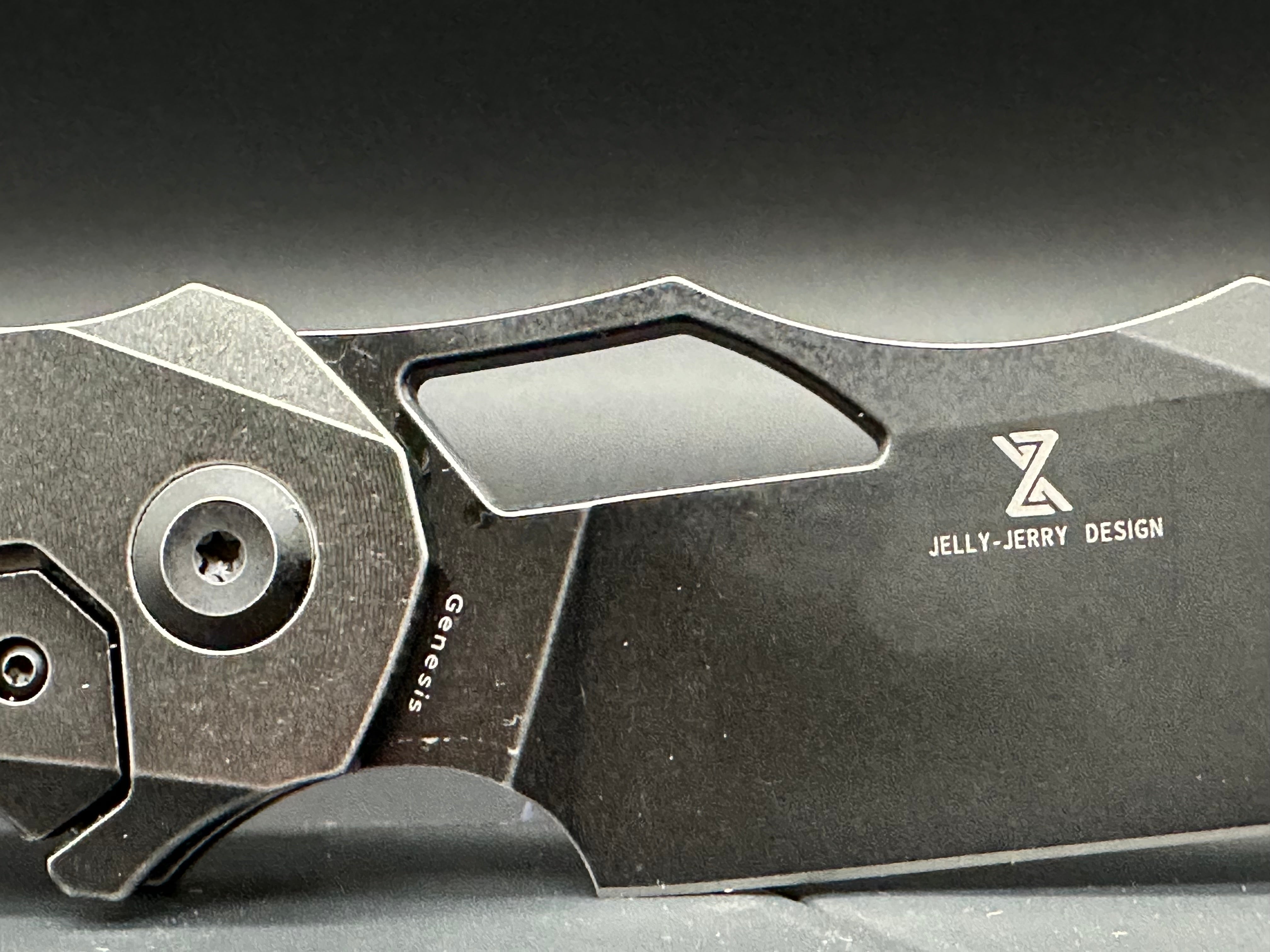 Kansept & Jelly Jerry Genisis Folding Knife - Black Stonewash Titanium Frame with Timascus Inlays | EDC Pocket Knife for Outdoor, Camping & Everyday Carry