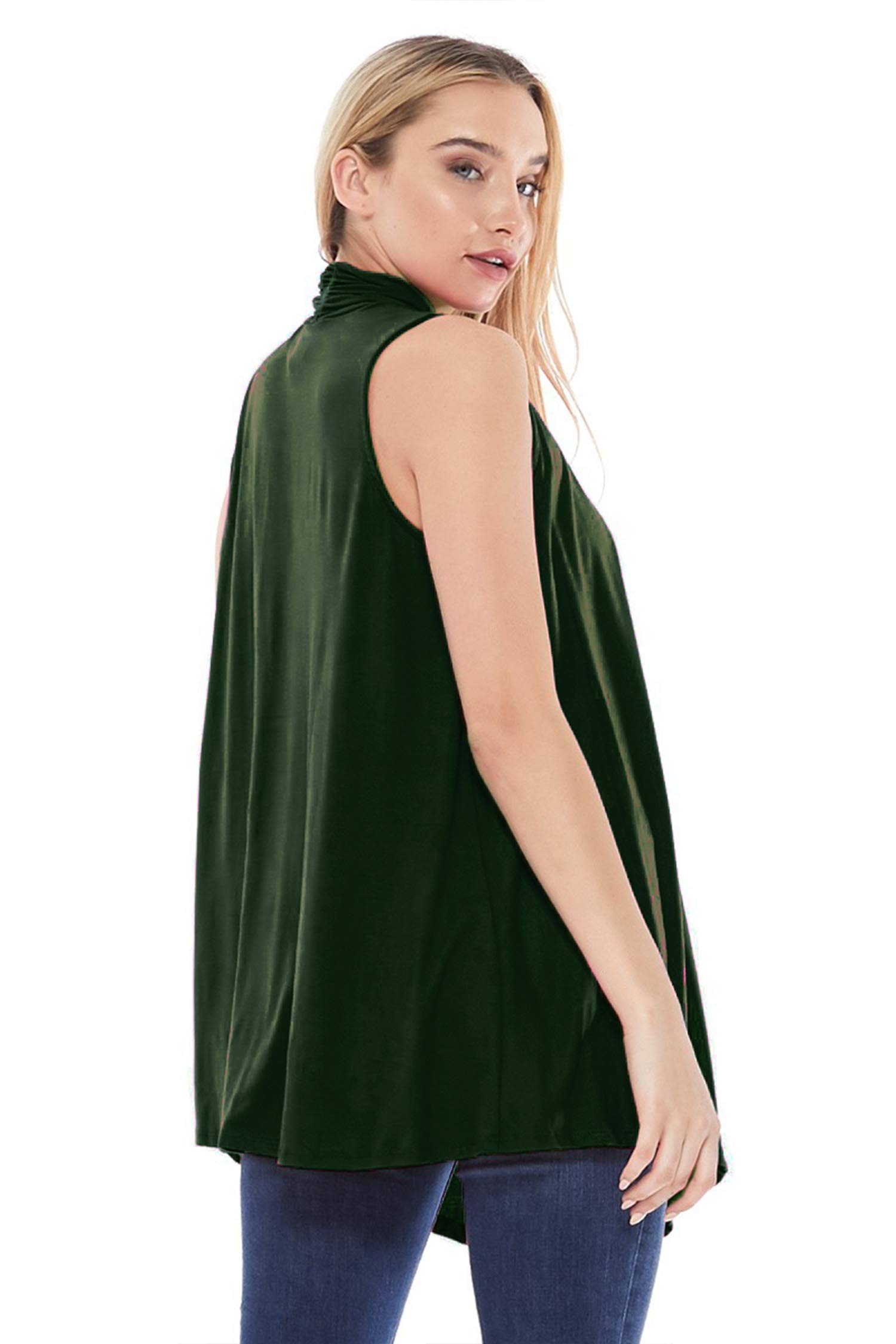 Women's Casual Solid Color Comfortable Sleeveless Draped Open Front Vest Cardigan | Made in USA | Perfect for Layering, Summer Outfits & Office Wear