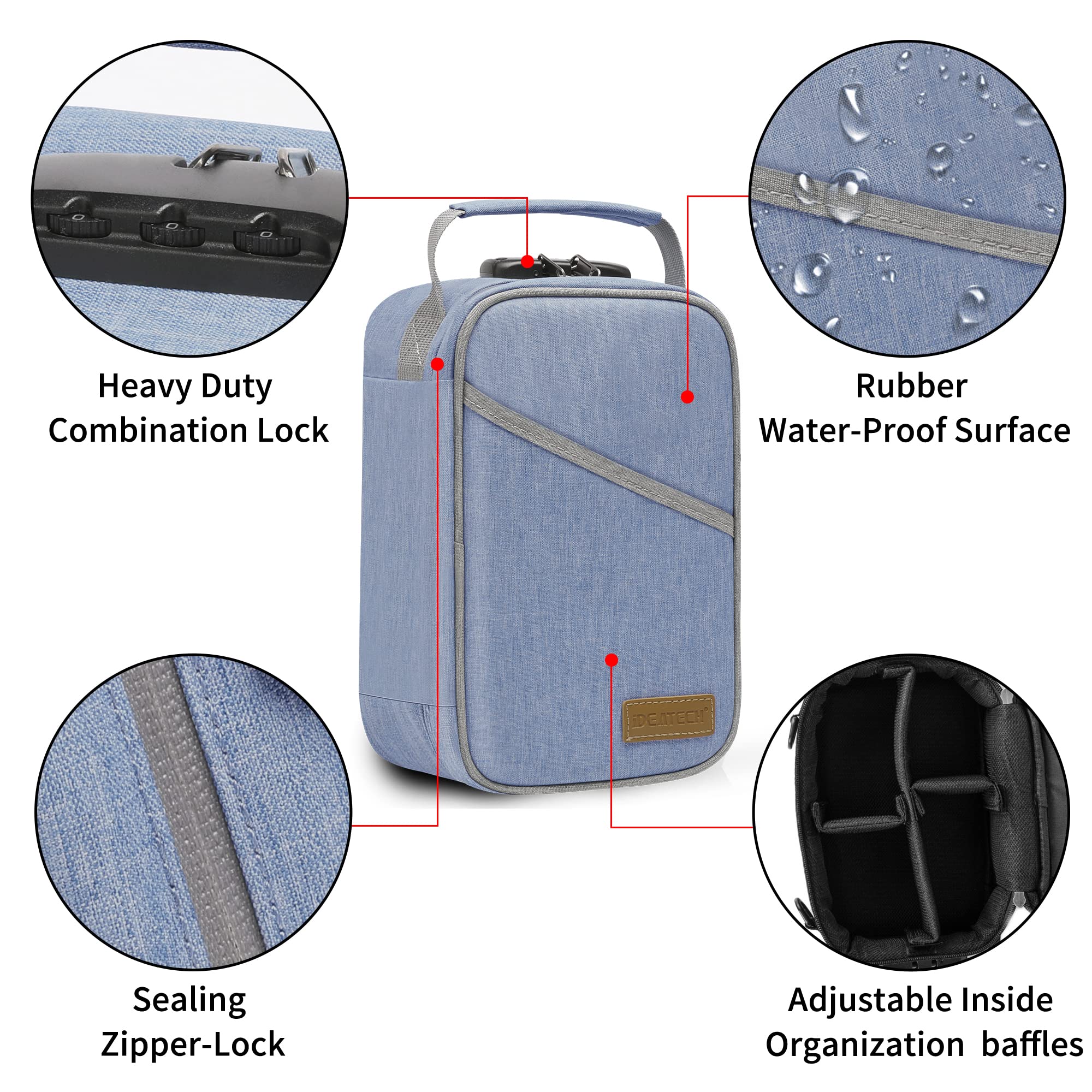 IDEATECH Smell Proof Bag with Lock - Odorless Travel Storage & Stash Box for Home Organization - Airtight Container for Herbs, Medicine, Cash & Valuables - Perfect Gift for Men & Women - Use for Travel, Camping, Gym & Daily Storage