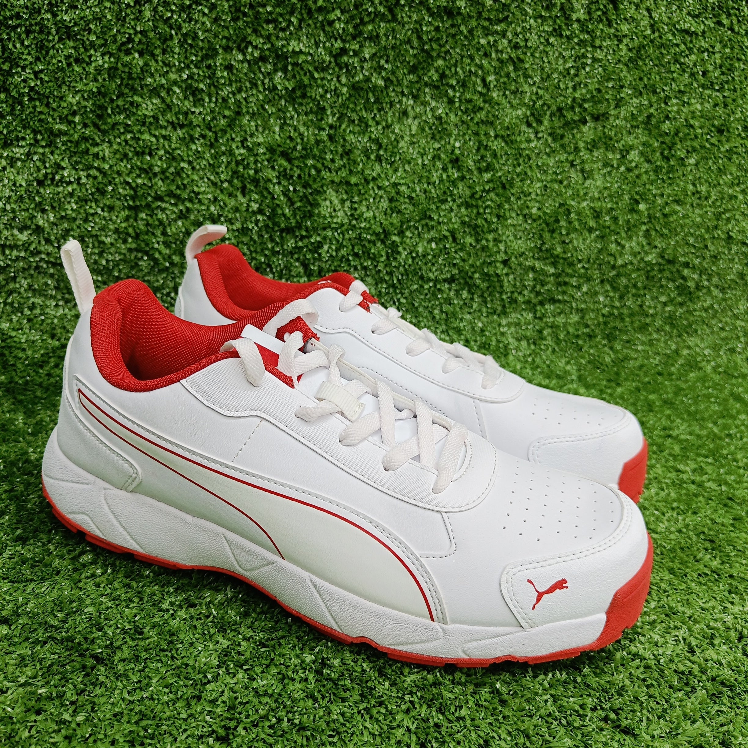 Puma Cricket Shoes for Men & Women - White, Grey, Dawn Red Blast - Lightweight & Comfortable for Sports, Running, Gym & Casual Wear