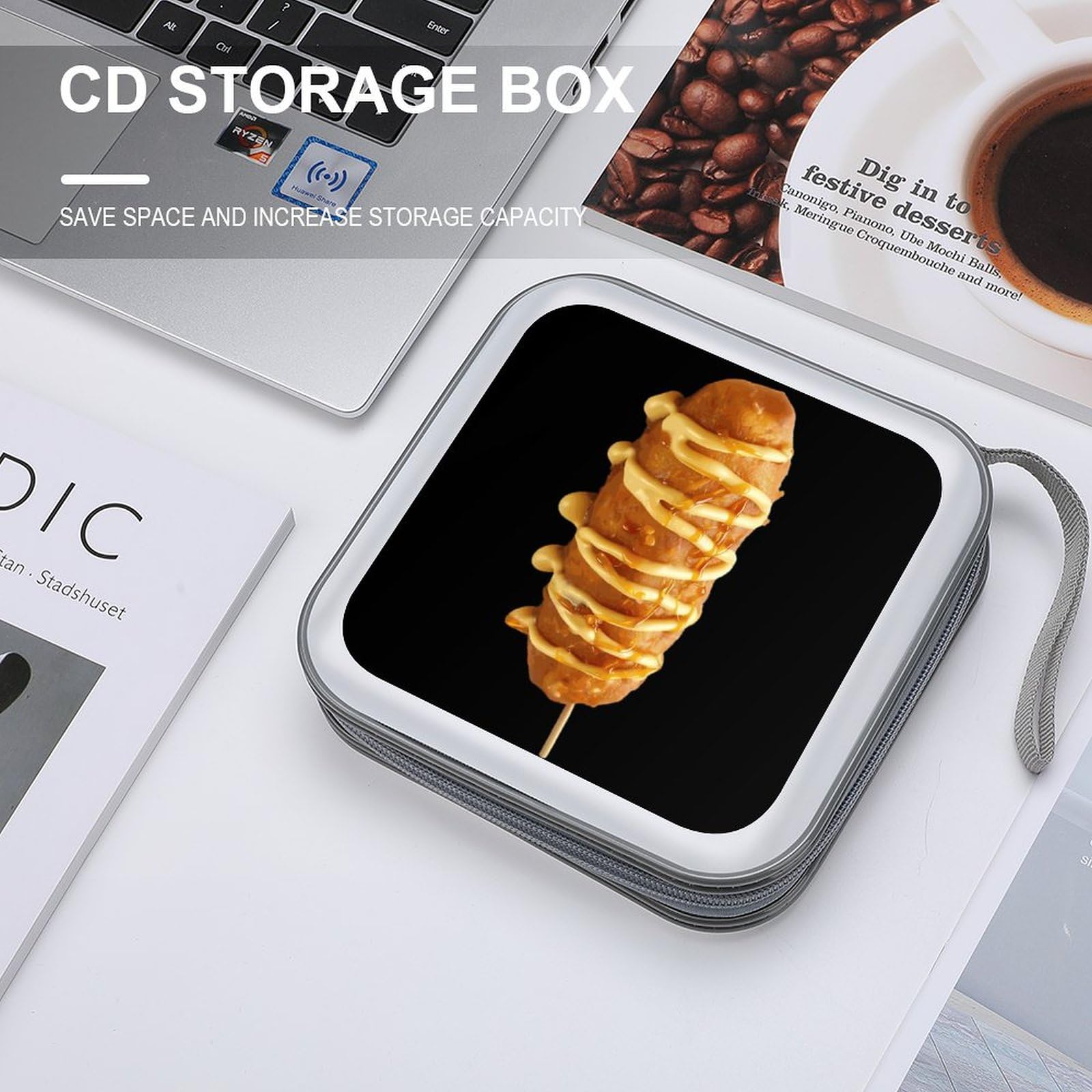 Corn Dog Lover Cute CD Case Holder - Portable DVD Disc Storage Wallet Organizer for Car, Home & Travel | Compact Media Storage for Road Trips, Commuting & Entertainment