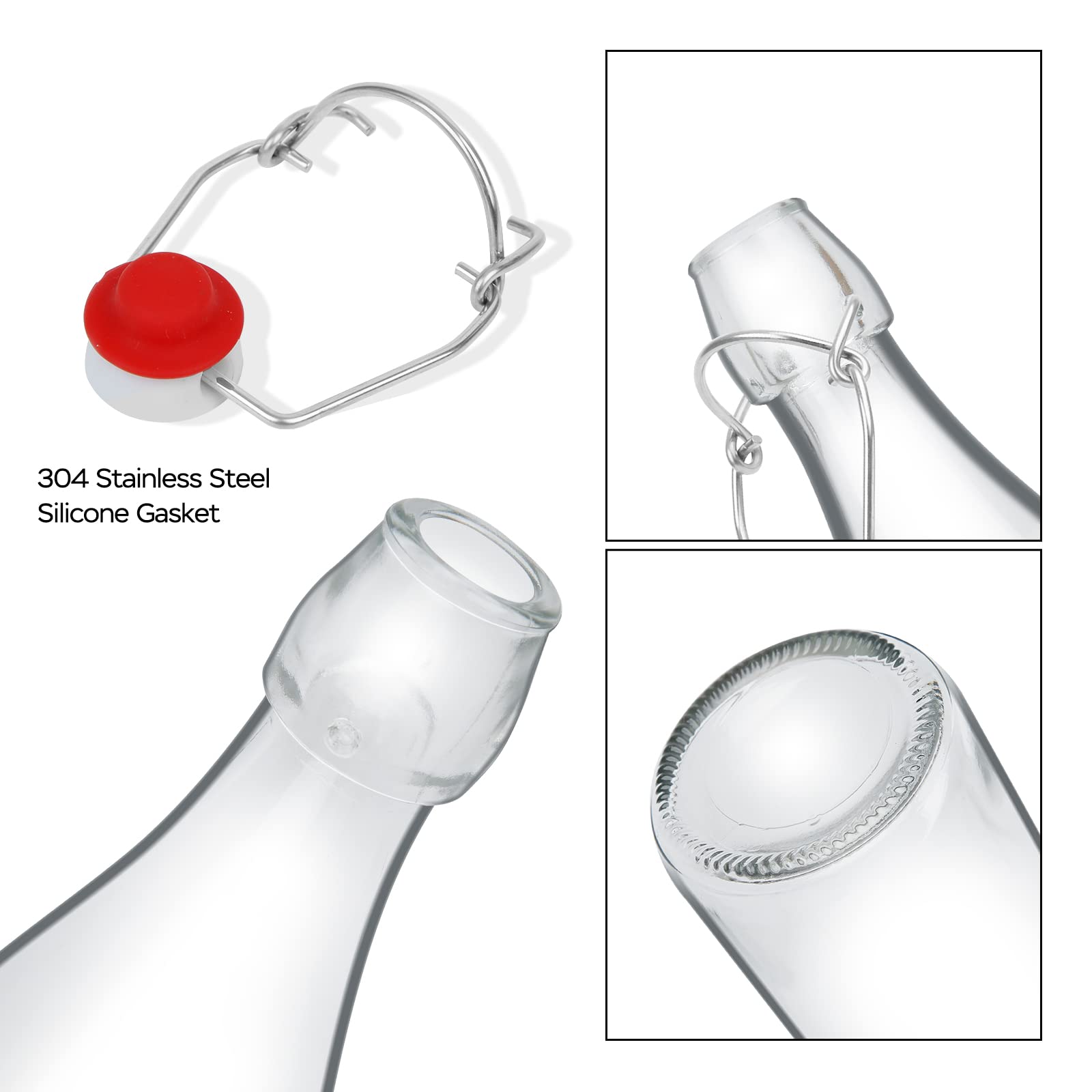 10 Pack Swing Top Glass Bottles 8.5 oz - Flip Top Beer Brewing Bottles for Kombucha, Homemade Kefir, Water, Beverages, Soda, Oil, Vinegar & Fermentation - Perfect for Limoncello, Home Brewing, DIY Drinks & Kitchen Storage