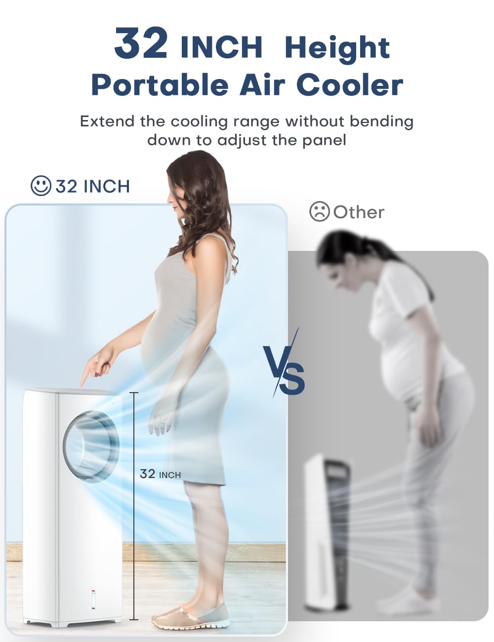 BALKO 1901R Portable Evaporative Air Cooler - White | Energy Efficient Cooling Fan for Home, Office & Outdoor Use | Perfect for Bedroom, Patio & Small Spaces