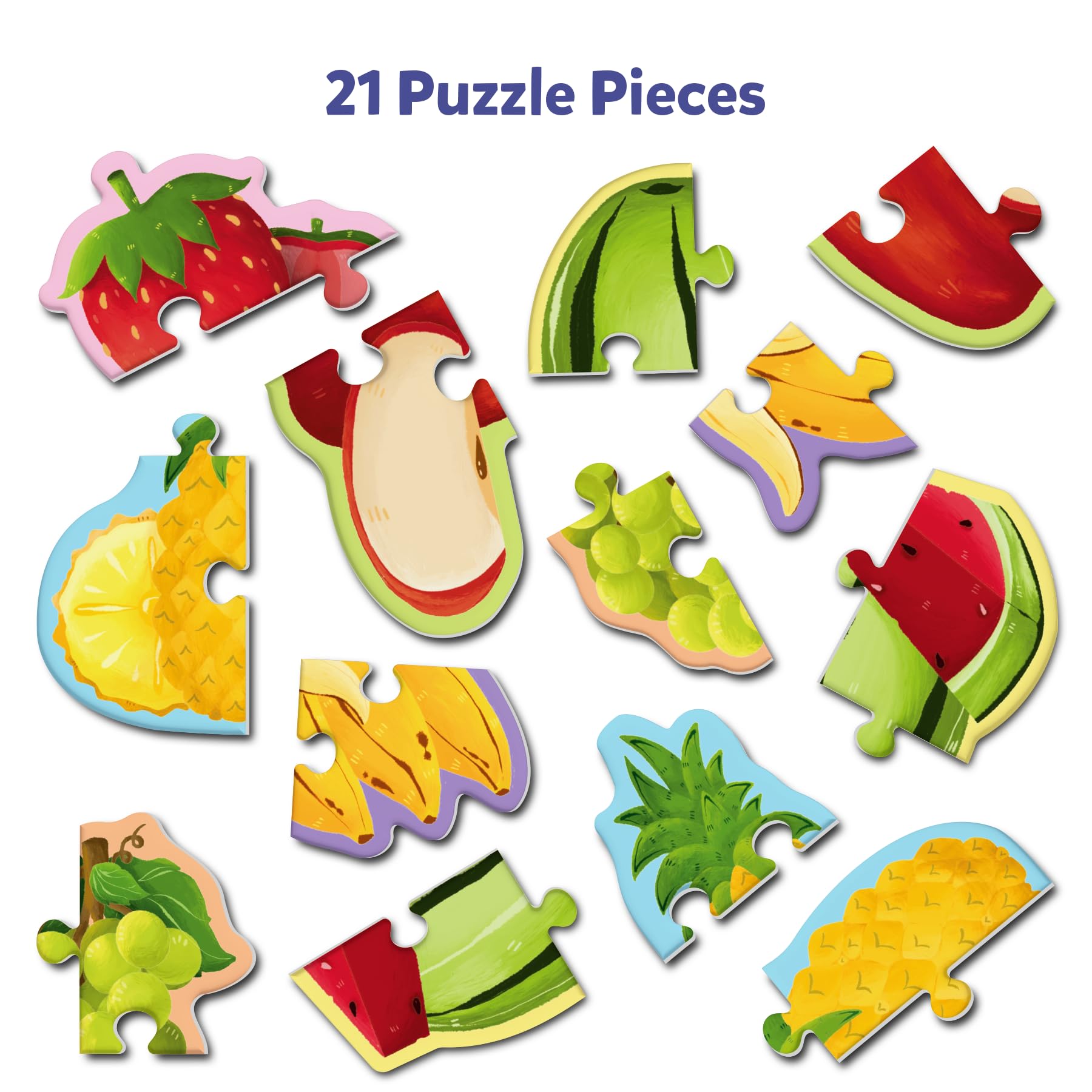 Skillmatics My First Puzzle Set - 21 Piece Fruit Jigsaw & Toddler Puzzles, Educational Learning Toy for Boys & Girls Age 3-6 | Perfect Gift for Preschoolers | Fun Indoor Activity for Early Childhood Development