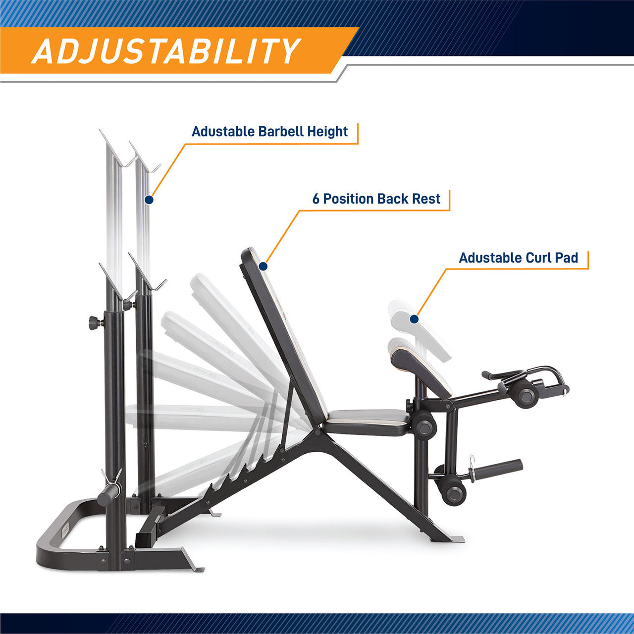 Marcy MD-879 Olympic Weight Bench Set - 2-Piece Adjustable Strength Training Equipment for Home Gym Workouts | Perfect for Weightlifting, Bodybuilding & Fitness Training