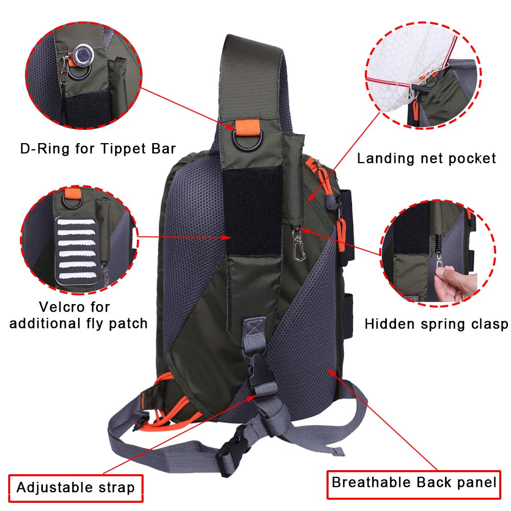 **Kylebooker Fly Fishing Sling Pack - Waterproof Shoulder Bag for Tackle Storage - Perfect for Fly Fishing, Hiking & Outdoor Adventures**