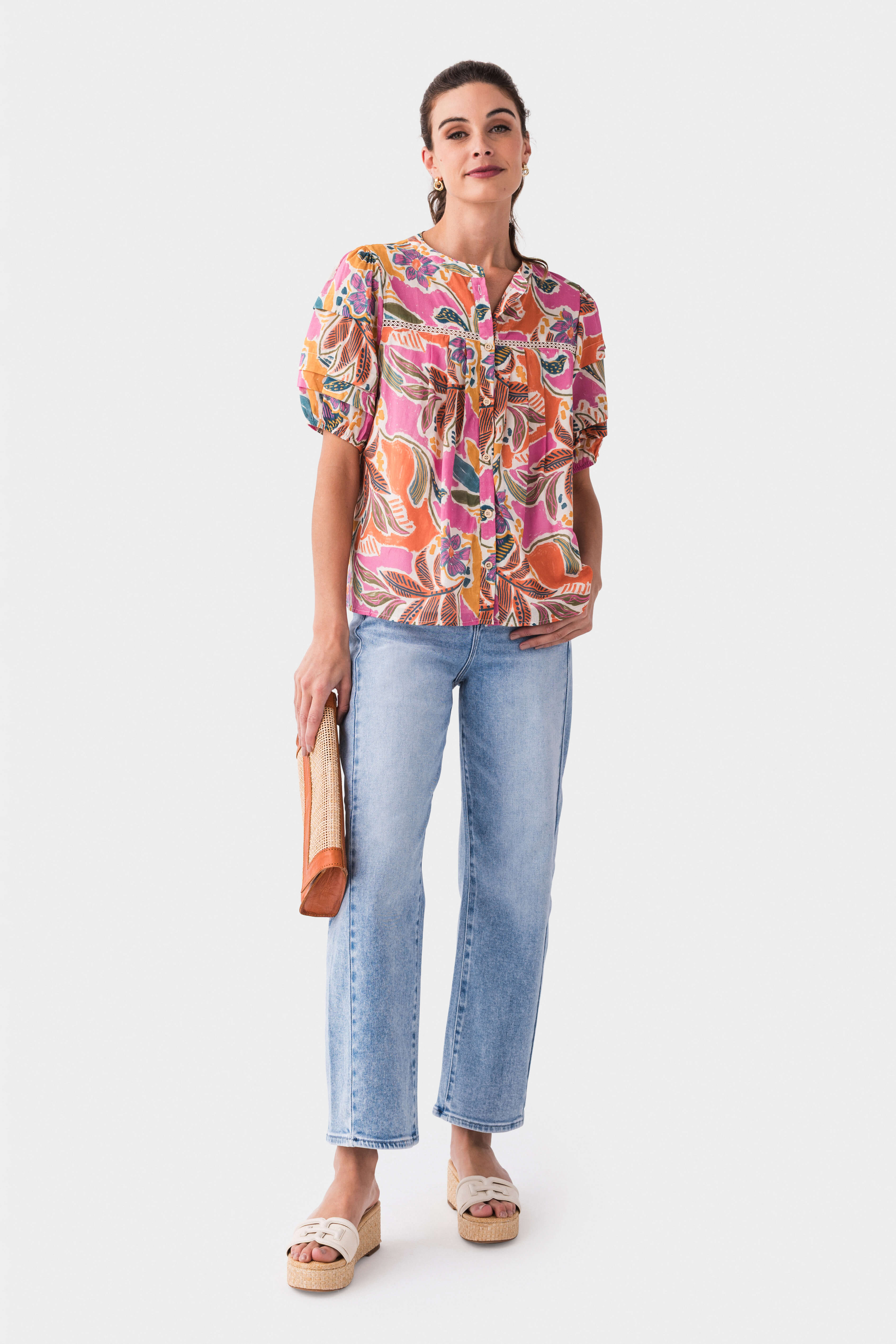 Fashion Women's Tuck Detail Lace Insert Short Sleeve Blouse Top - Perfect for Office Wear, Date Night & Casual Outfits