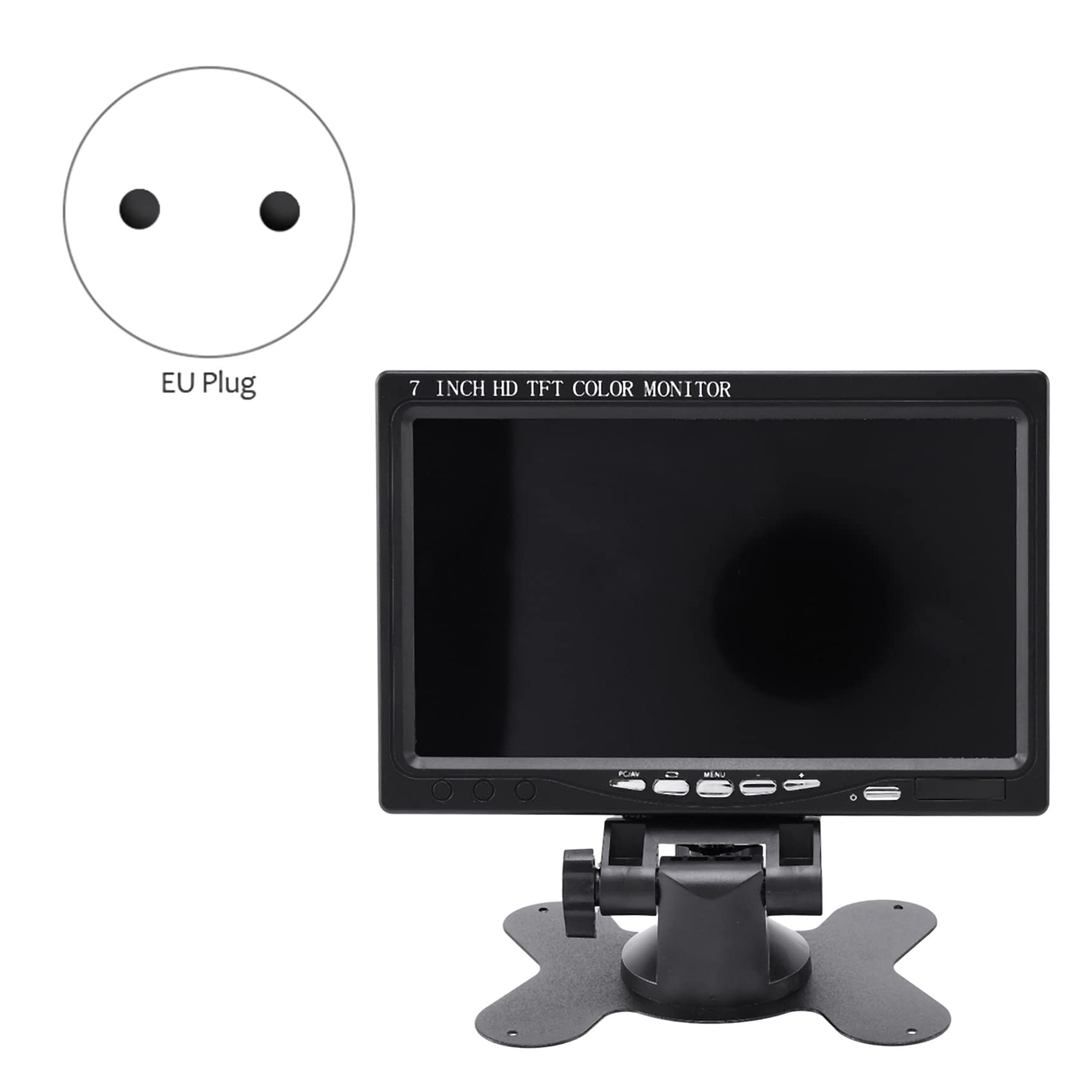 Ronlok 7 Inch Portable Monitor - Dual Screen 1024x600 Resolution with VGA/AV Input - Compatible with Photography, Gaming & Office Work (EU Plug) | Perfect for Travel, Presentations & Multi-Tasking