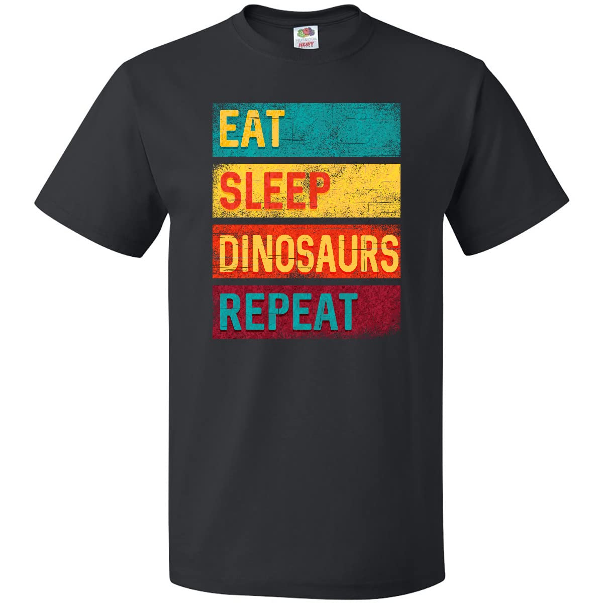 Inktastic Eat Sleep Dinosaurs Repeat Graphic T-Shirt for Men & Women - Funny Dinosaur Lover Tee for Casual Wear, Gifts & Jurassic Theme Parties