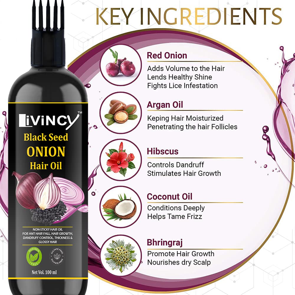 LIVINCY Beard Oil for Men with Black Seed & Onion - Natural Hair & Skin Care Treatment for Glowing Skin & Spot Reduction - Bright Complete Set (Pack of 2) - Perfect for Daily Grooming & Nighttime Skincare Routine