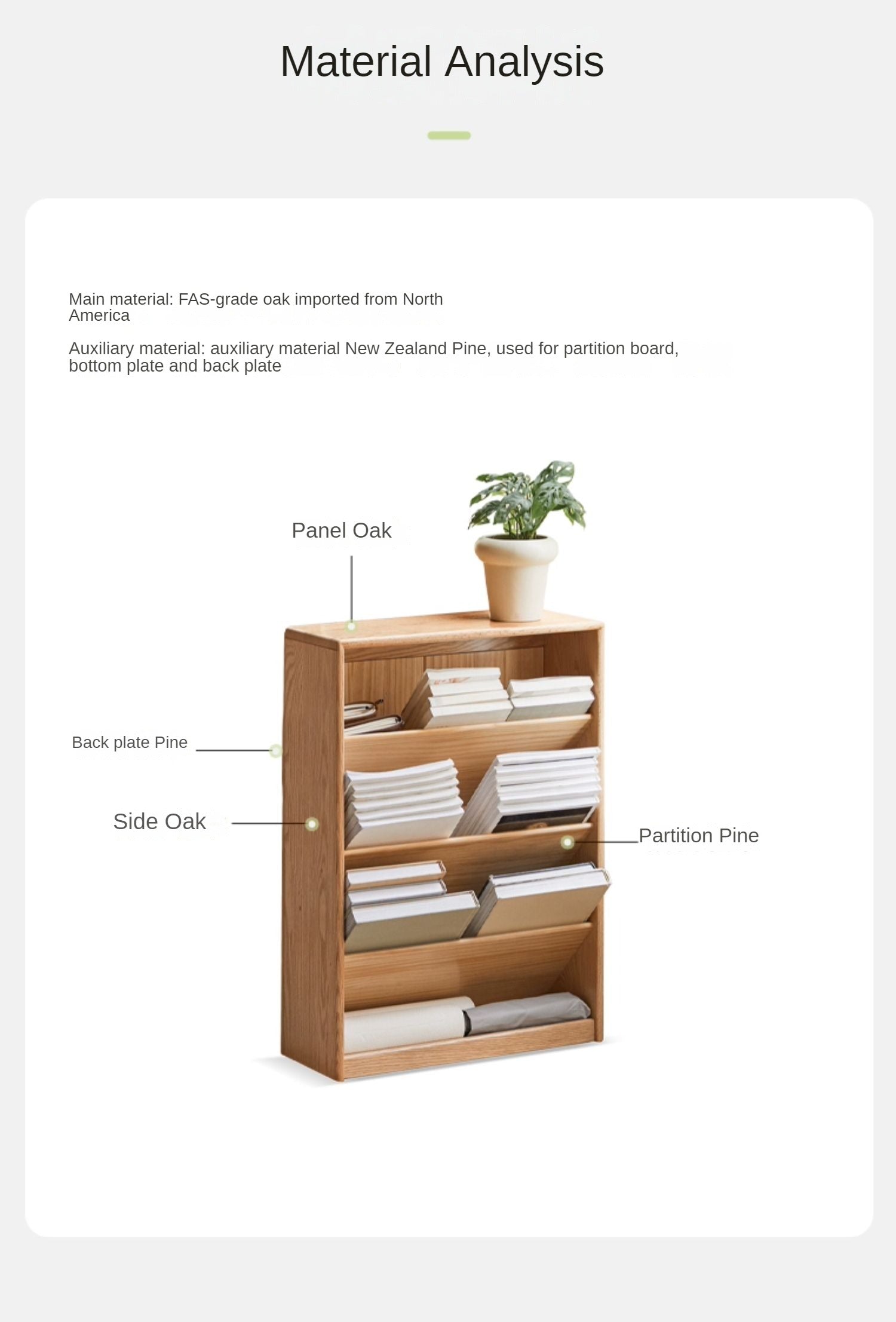 Oak Solid Wood Small Wall-Mounted Book Rack - Space-Saving Bookshelf for Living Room, Bedroom & Office Organization