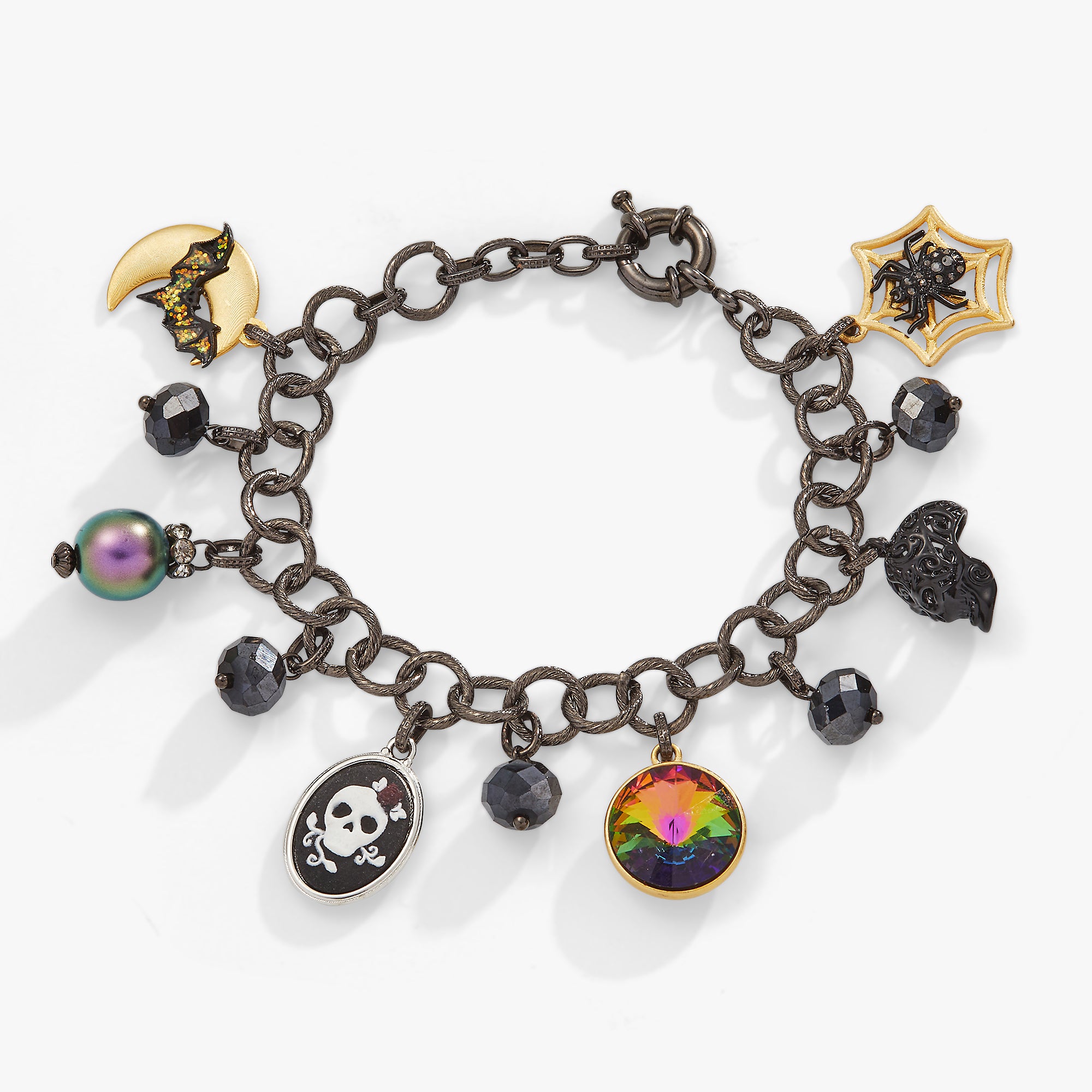 Halloween Charm Bracelet for Women - Spooky Cute Beaded Jewelry for Trick or Treat, Costume Party & Holiday Gifts