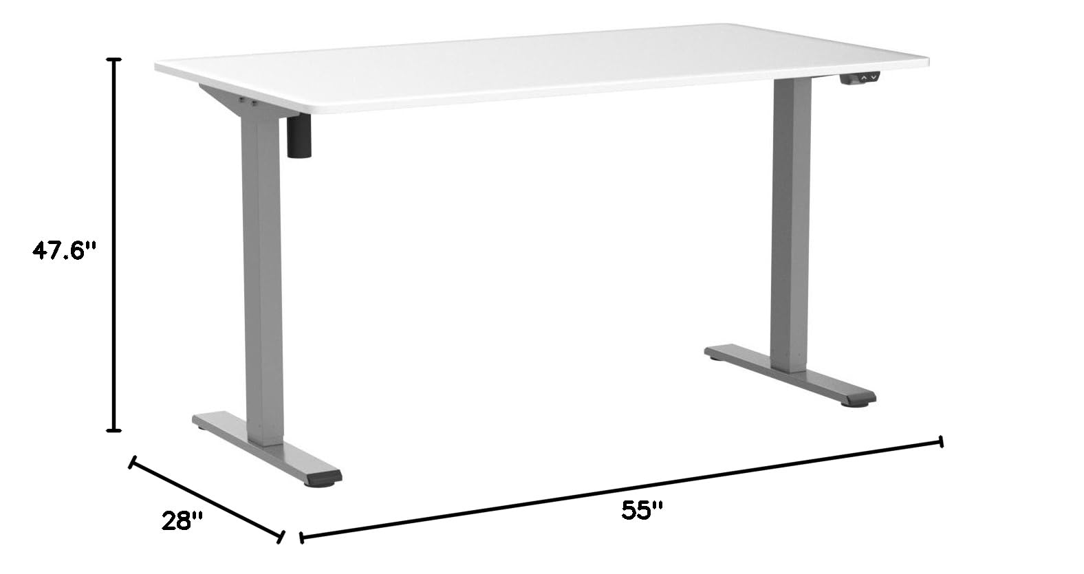 FLEXISPOT EN1 Electric Height Adjustable Standing Desk 55 x 28 Inches - Ergonomic Sit Stand Workstation with Seamless Desktop (Silver Frame & White Top) - Perfect for Home Office, Gaming Setup & Workspace Productivity