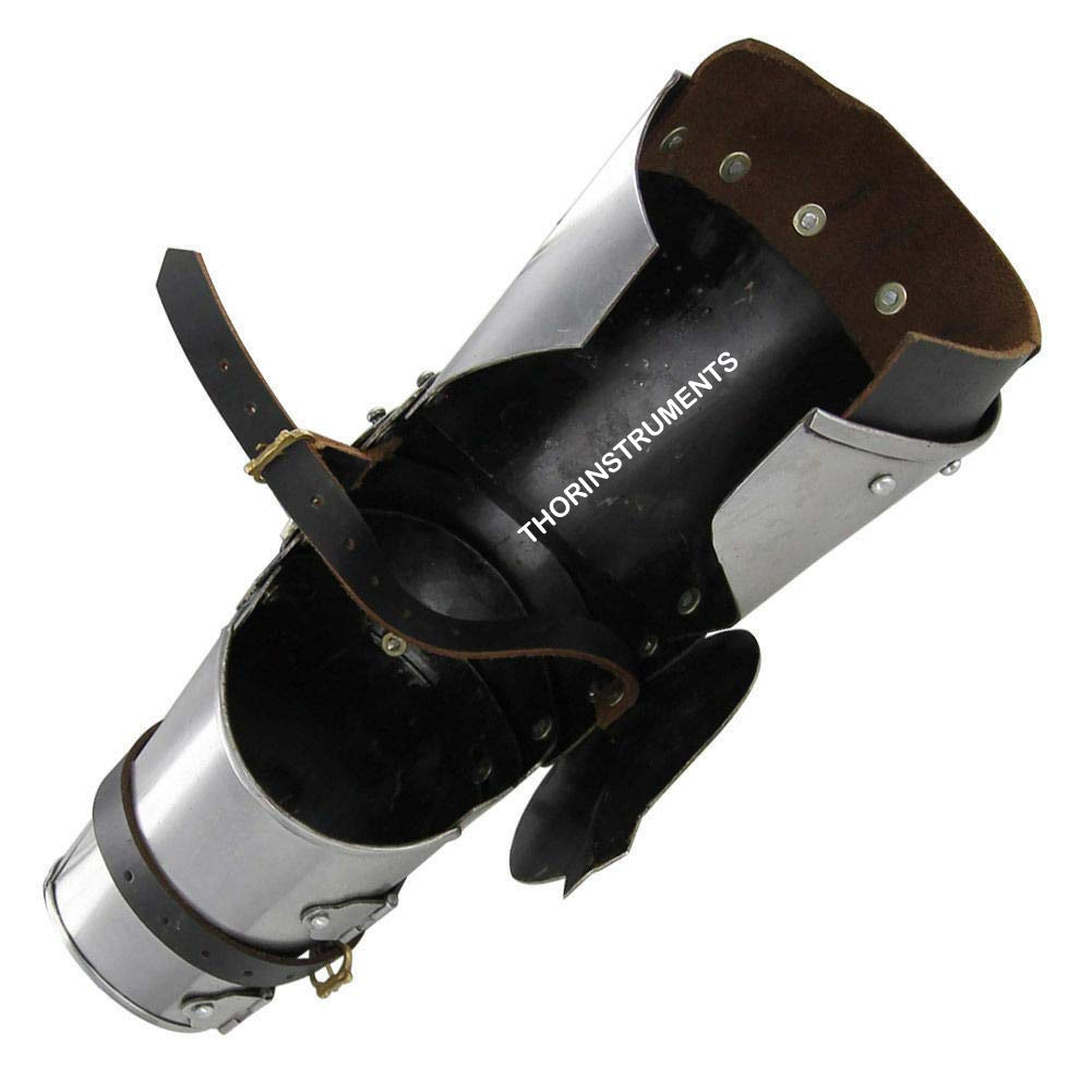 THOR INSTRUMENTS Medieval Armor Set - Metal Arm Bracers with Greaves Leg Guards for Men | Viking Cosplay, LARP, Renaissance Faire, Halloween Costume & Rustic Home Decor | Perfect Gift for History Enthusiasts