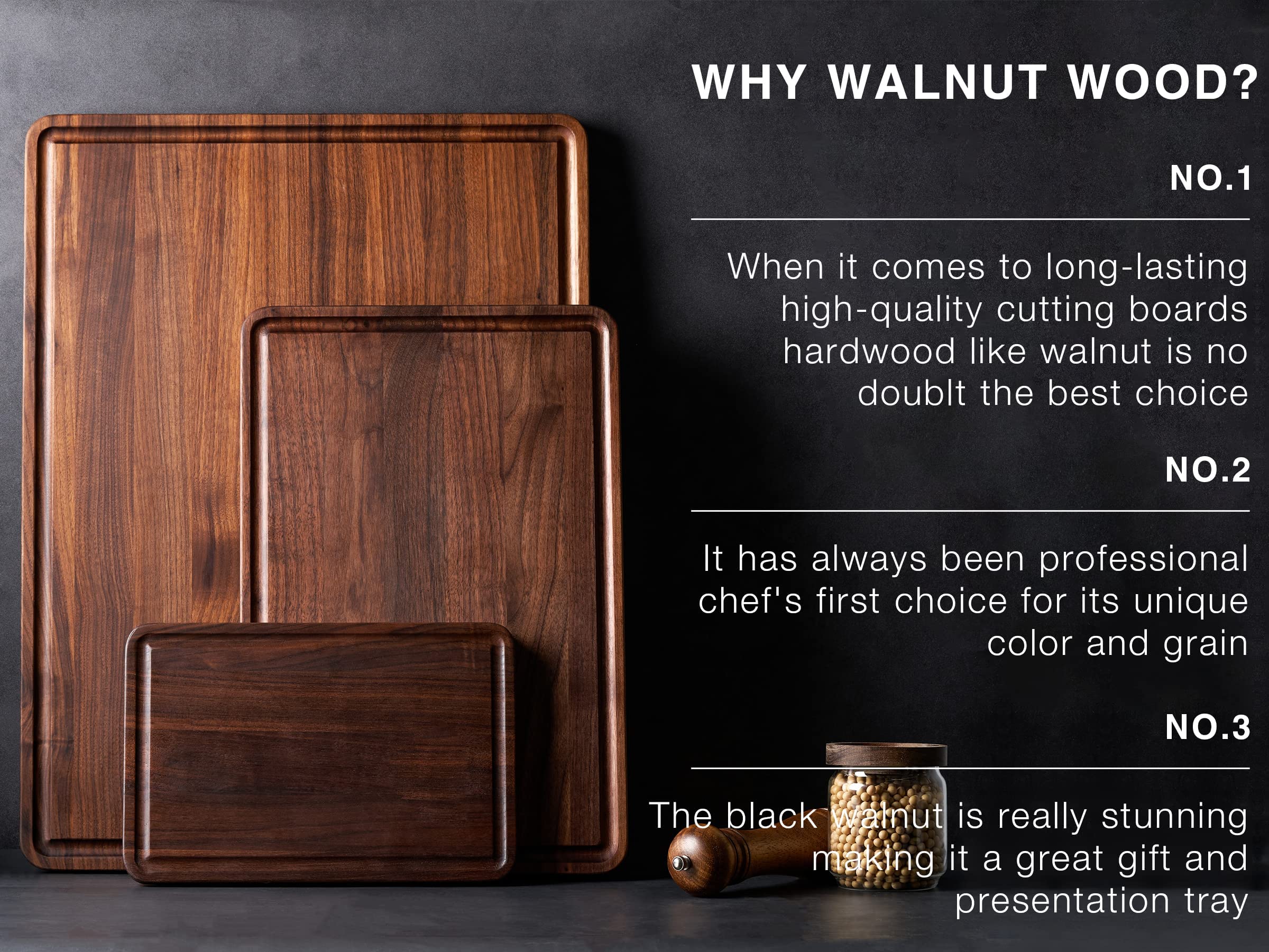 AZRHOM XL Large Walnut Wood Cutting Board 20x15 Inch - Thick Reversible Butcher Block with Juice Groove & Non-Slip Mats, Gift Box Included - Perfect for Kitchen Prep, Meat Cutting, Charcuterie Boards & Holiday Gifting