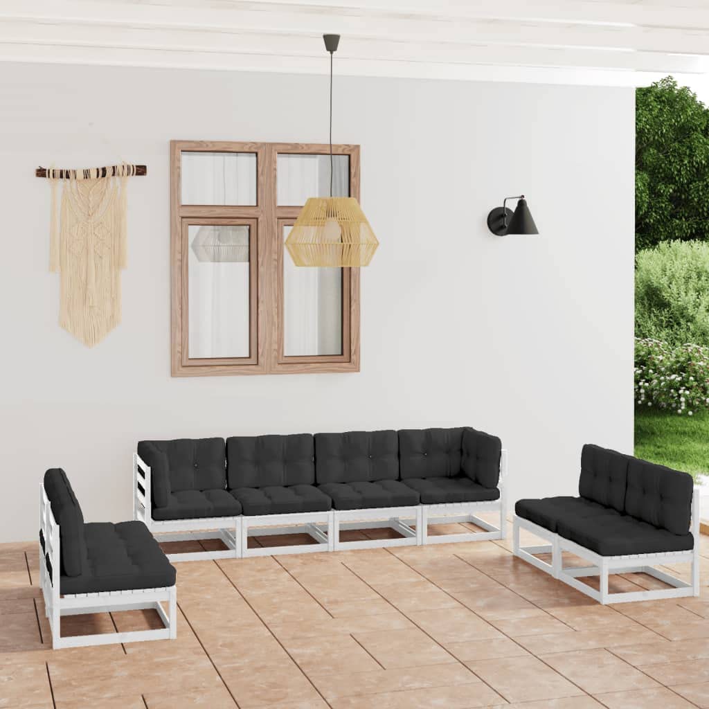 8-Piece VidaXL Patio Lounge Set - Outdoor Garden Furniture with Cushions, Retro Style Solid Wood Pine Sectional Sofa - Perfect for Backyard, Poolside & Patio Relaxation