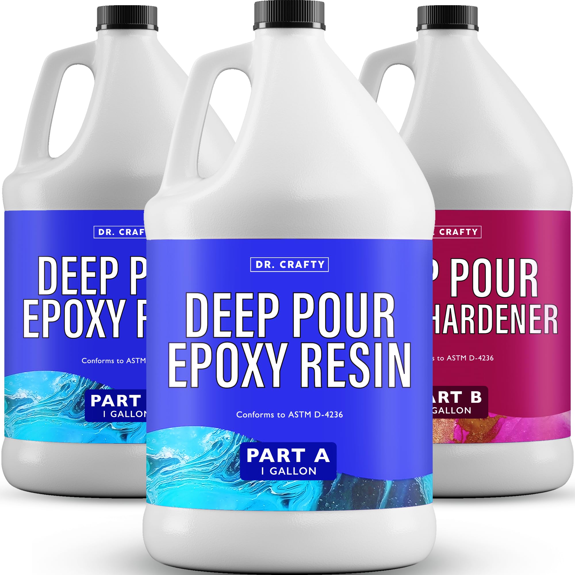 DR CRAFTY Clear Epoxy Resin Kit - 3 Gallon 2-Part High Gloss Table Top & Art Resin for DIY Crafts, Jewelry Casting, Tumblers, Woodworking & Resin Molds - Perfect for Countertops, Bar Tops, River Tables & Creative Projects