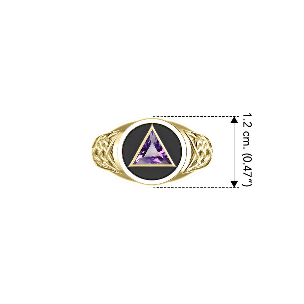 14K Yellow Gold Celtic AA Recovery Ring with Genuine Gemstone - Elegant Jewelry for Women, Perfect for Gifts, Healing & Spiritual Practices