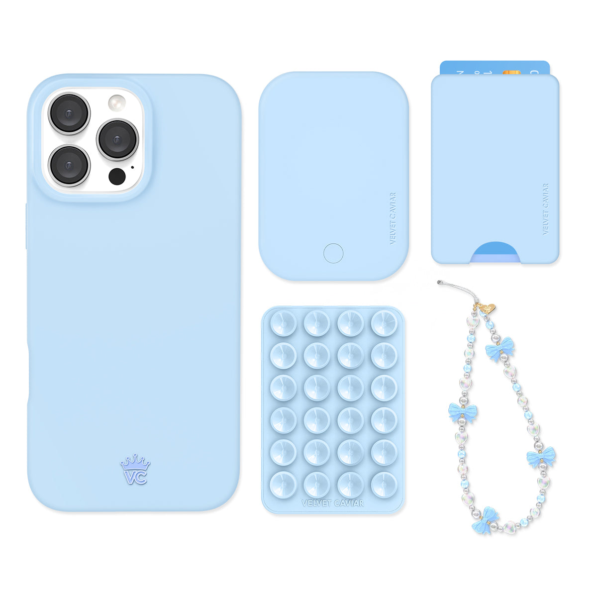 Cotton Candy Blue iPhone Case with Wallet Holder - Slim Protective Phone Cover for iPhone 13/14/15 Pro Max - Perfect for Everyday Use, Travel & Shopping