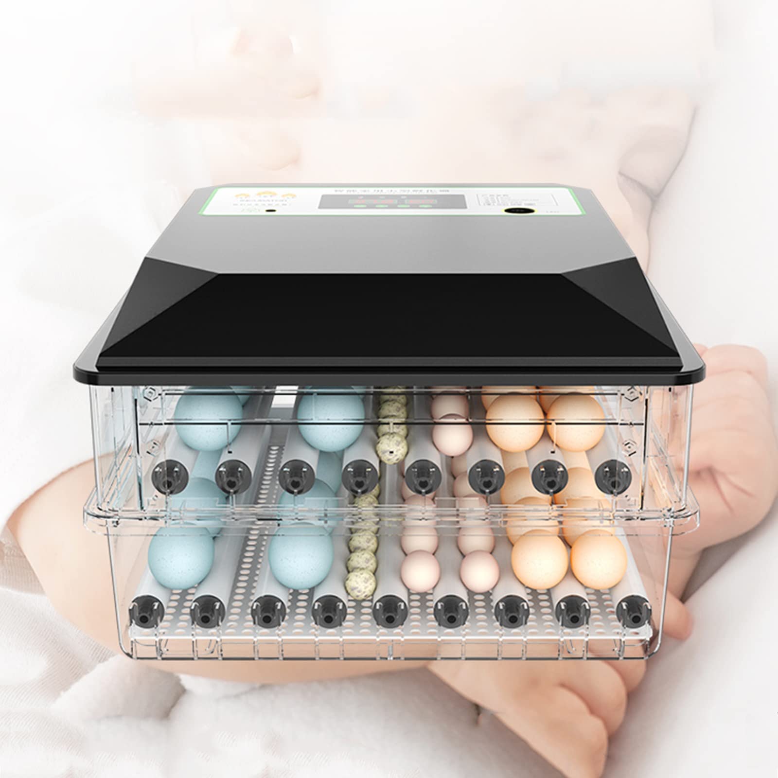 96 Egg Incubator Automatic Digital Poultry Hatcher with Egg Candler & Auto Turner - 96 Eggs Capacity for Chicken, Duck, Quail Eggs - Perfect for Home Farming, Poultry Breeding & Classroom Education