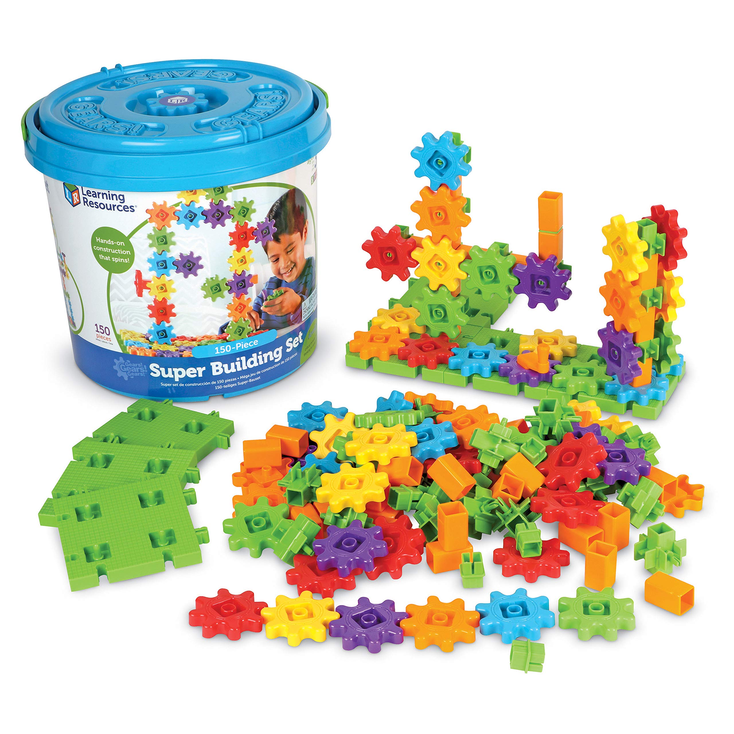Learning Resources Gears! Gears! Gears! Super Building Toy Set - 150-Piece STEM Construction Toy for Kids Ages 3+ | Creative Play, Early Engineering Skills & Classroom Learning Activities