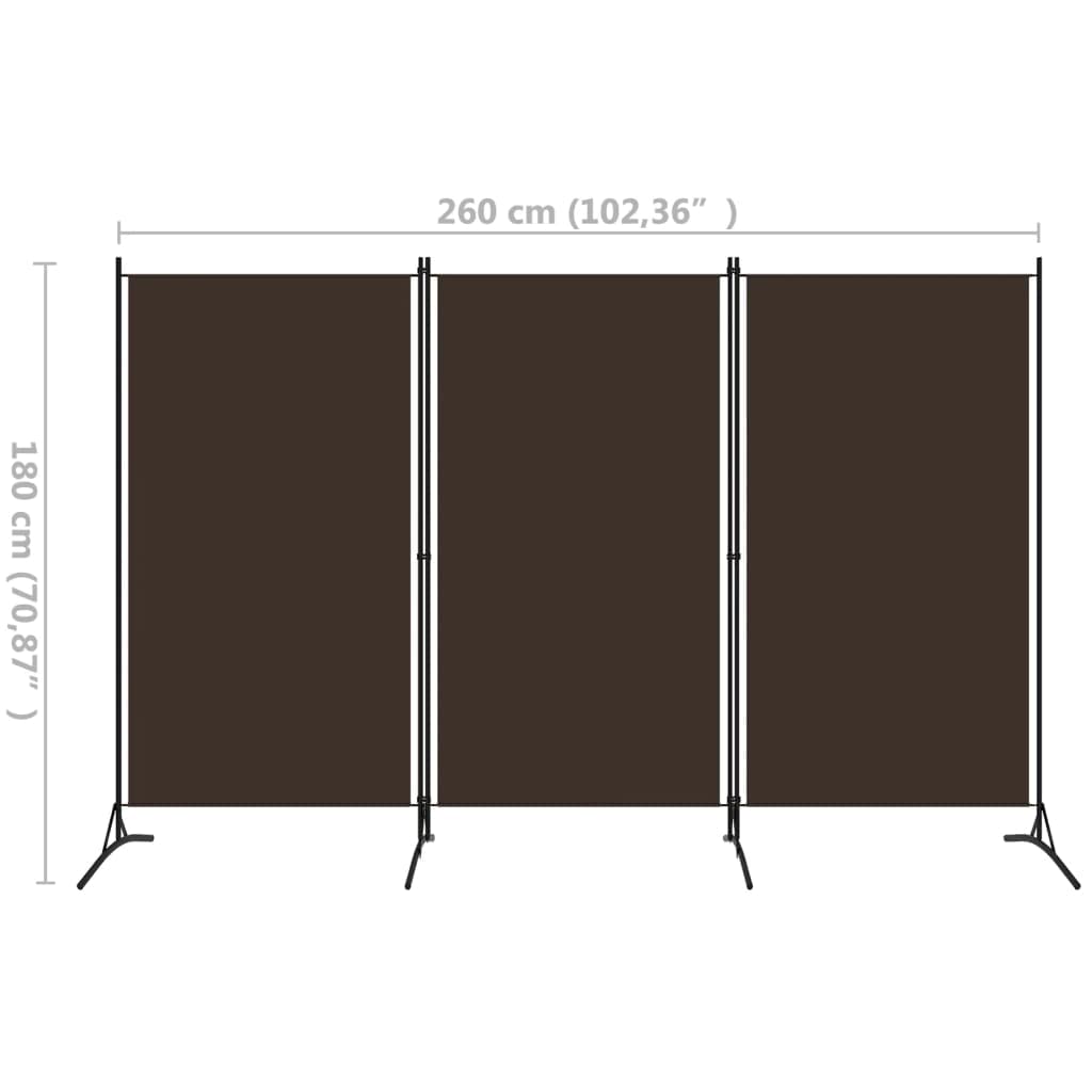 CHARMMA 3-Panel Folding Room Divider Screen - 102.4 x 70.9 Inches, Lightweight Brown Privacy Partition - Perfect for Home Office, Bedroom Separation, and Studio Space Organization