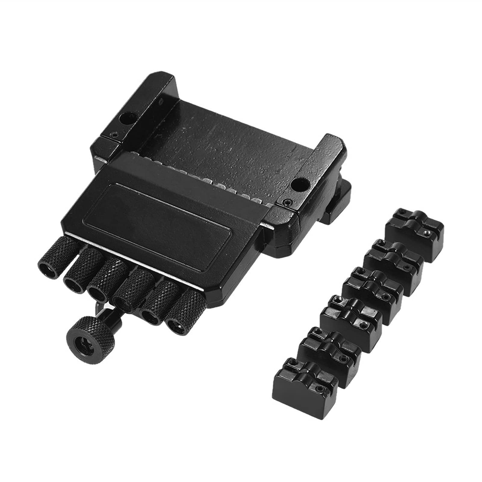 6-String Electric Guitar Bridge Saddle & Tremolo Tailpiece System - Black Headless Guitar Replacement Part | Perfect for DIY Guitar Repair, Upgrades & Professional Performances