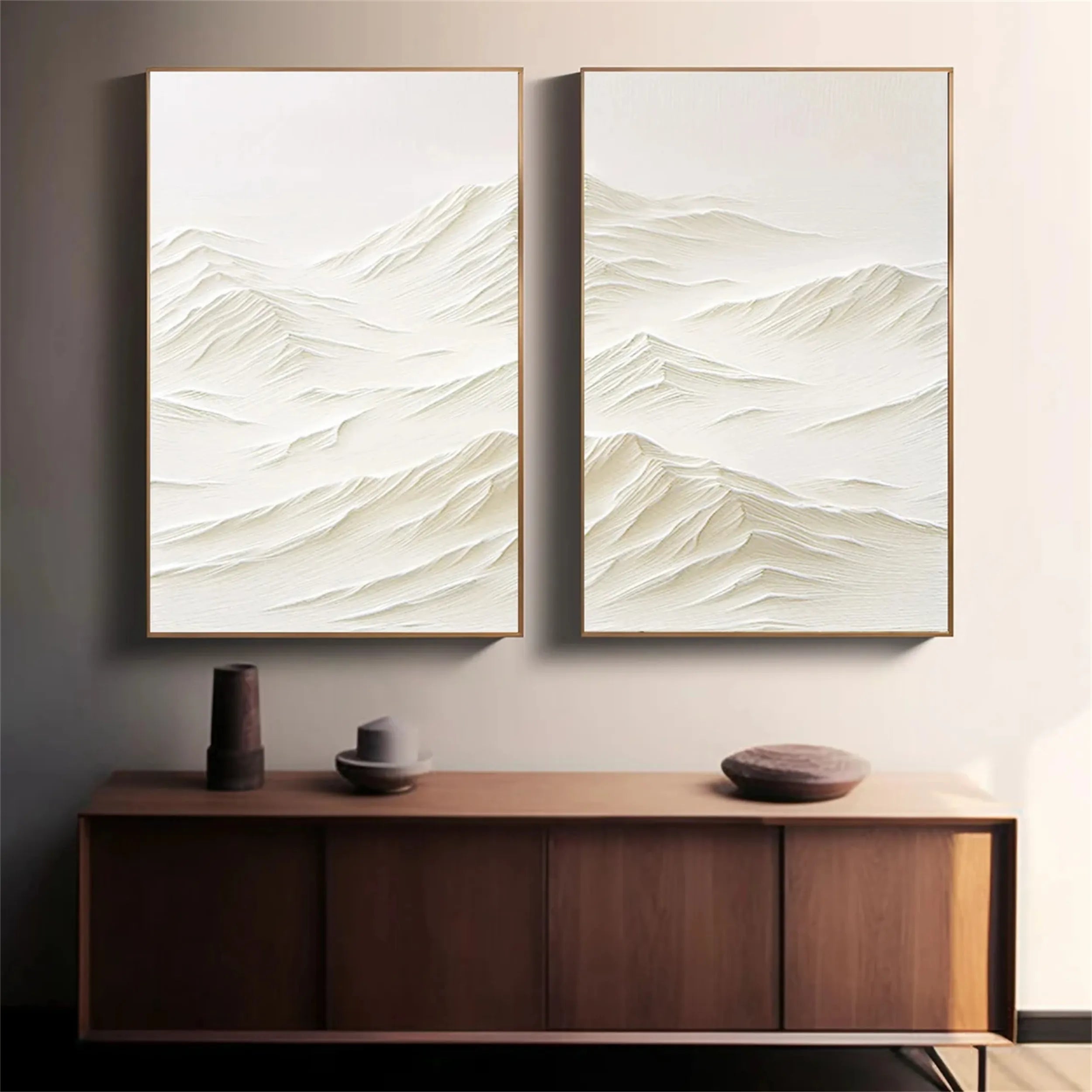 Minimalist Textured Plaster Art Paintings - Set of 2 Modern Wall Decor (#MM187) | Perfect for Living Room, Bedroom & Office Decor
