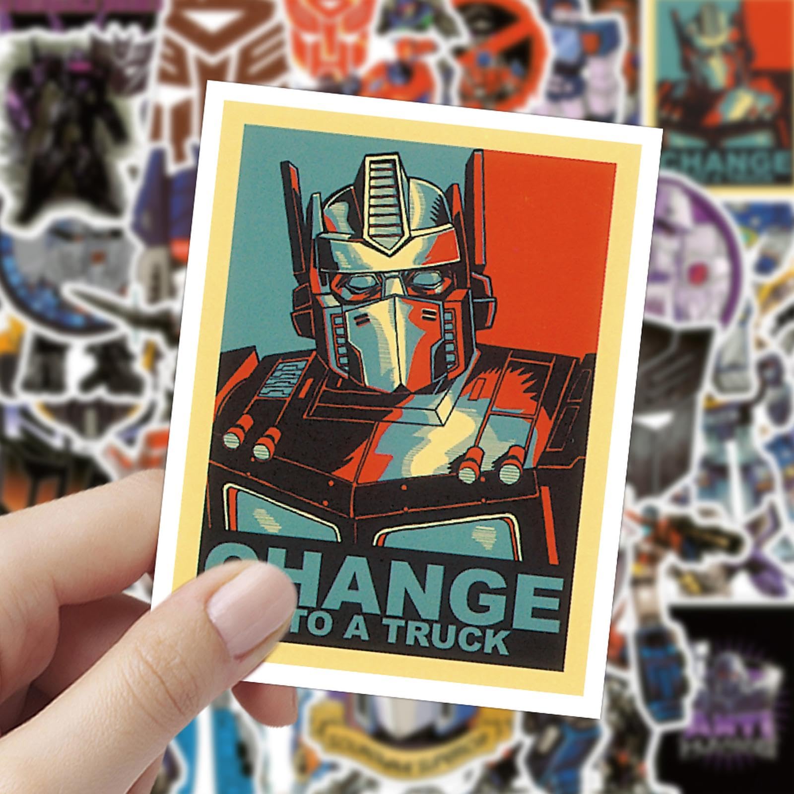 50pcs Transformers Movie Cartoon Stickers - Waterproof Vinyl Decals for Kids & Teens - Perfect for Laptops, Water Bottles, Skateboards, Bumper Pads & Travel Cases - Cool Robot Automotive Decorative Stickers for School, Office & Home Use