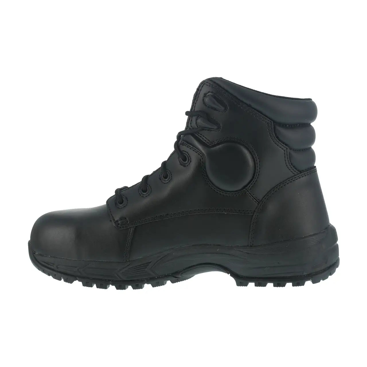 Men's Black Steel Toe Work Boots - 6 Inch Ground Finish Safety Shoes for Construction, Warehouse & Outdoor Work