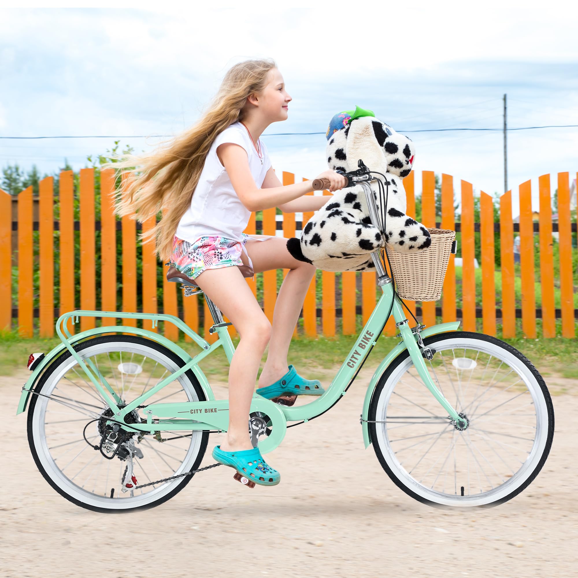 22/26 Inch Women's Beach Cruiser Bike - 7-Speed Hybrid Commuter Bicycle for Women & Men, Perfect for City Riding & Leisure - Available in 4 Colors | Ideal for Daily Commute, Weekend Rides & Beach Outings