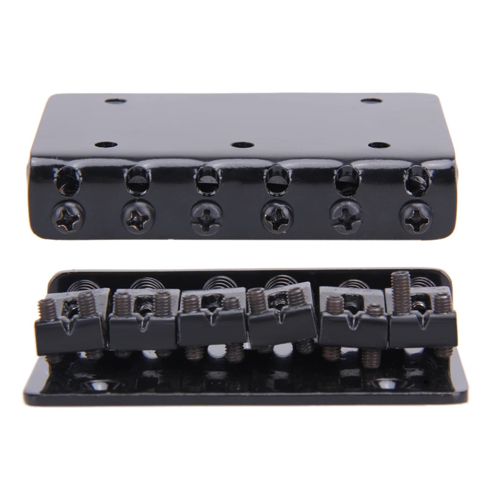 6-Saddle Hardtail Bridge Top Load Guitar Tailpiece - Electric Guitar Accessory Metal Fixed Bridge for Strat/Tele Style Guitars (Black) - Perfect for Rock, Blues & Studio Recording
