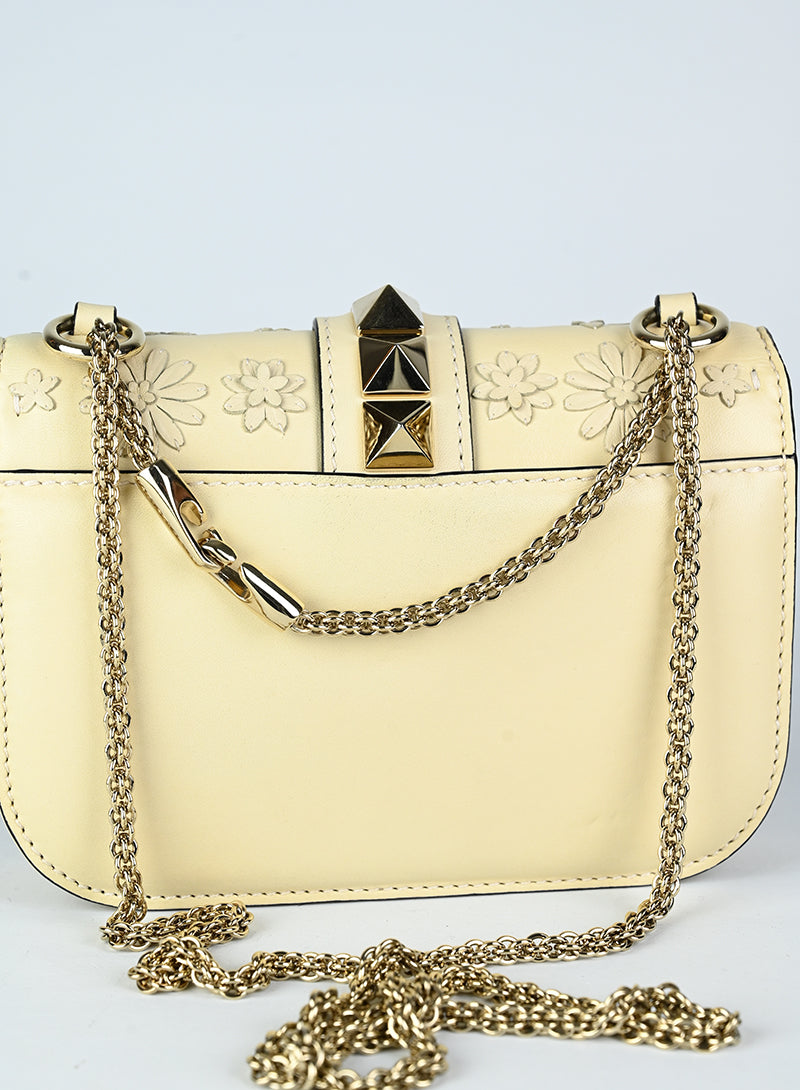 Valentino White Leather Handbag with Floral Design - Perfect for Women's Fashion, Parties & Special Occasions