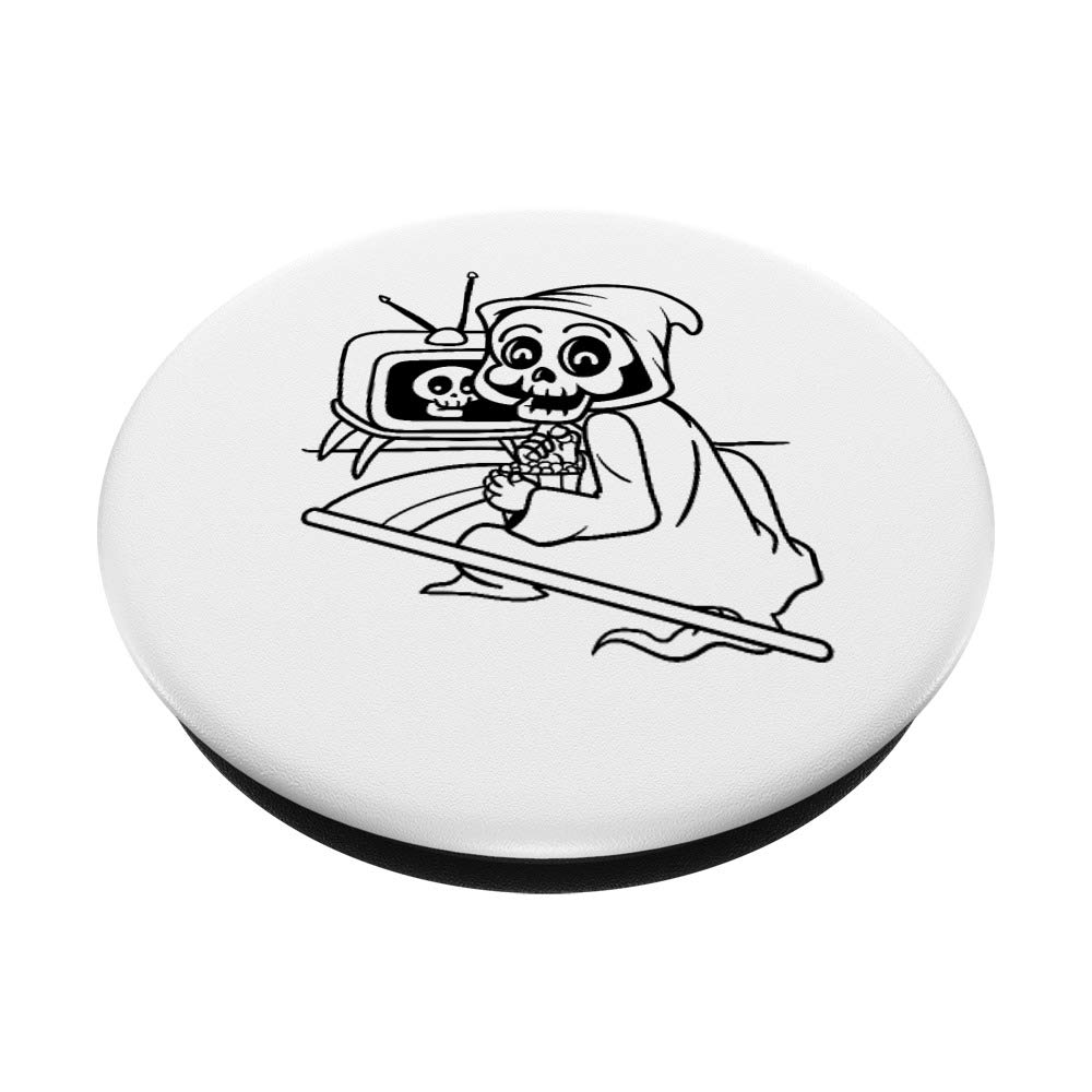 Funny Grim Reaper Watching TV PopSockets Grip & Stand - Phone & Tablet Holder for Men, Women & Kids - Perfect for Watching Shows, Gaming & Secure Device Handling