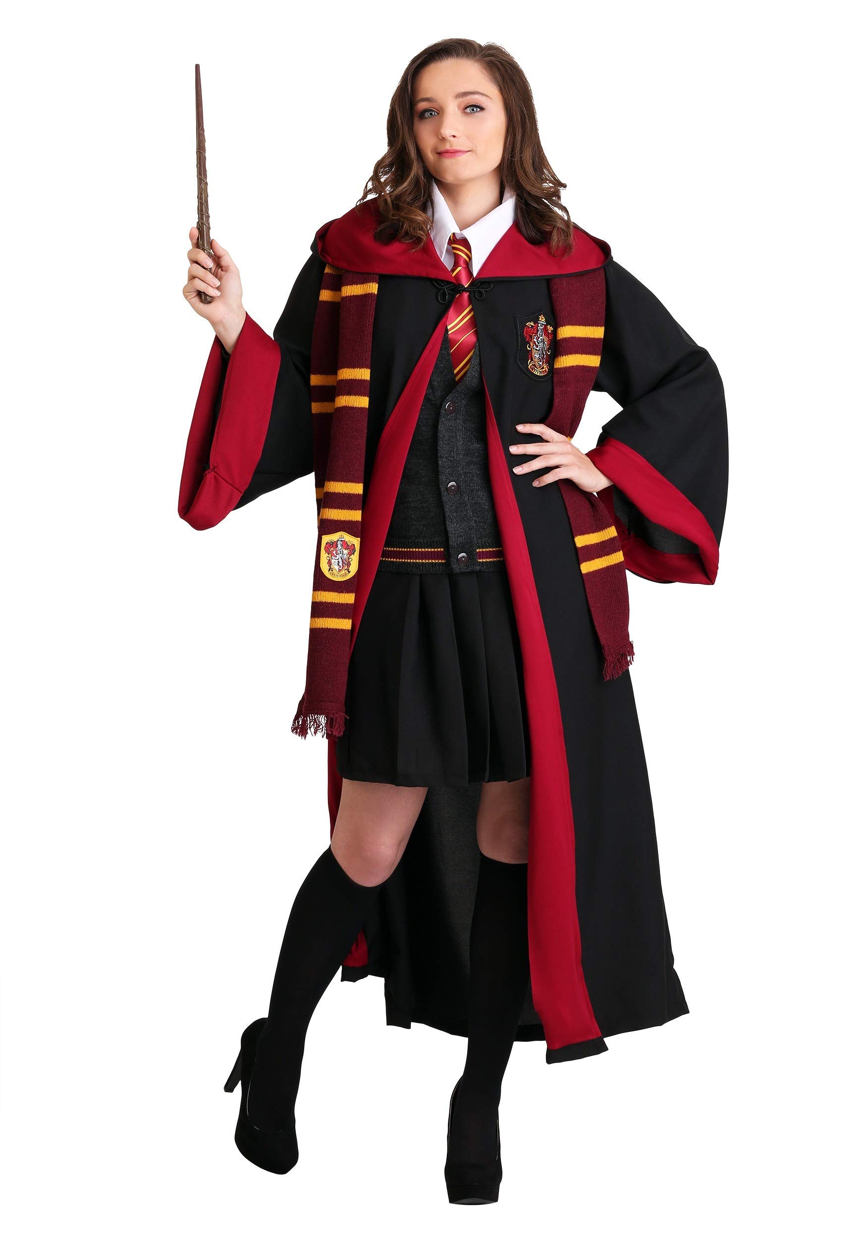 Plus Size Harry Potter Hermione Granger Costume for Women - Official Movie Replica Robe with House Crest - Perfect for Halloween, Cosplay & Themed Parties