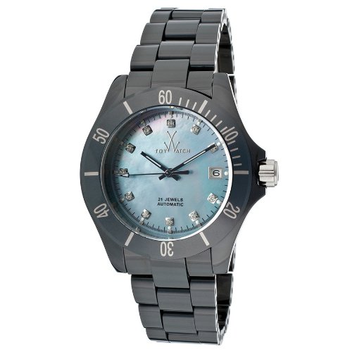 Luxury Toy Watch CTS03BL - Blue Ceramic Case & Bracelet, Automatic Movement with Mother of Pearl Dial & Diamond Hour Markers - Perfect for Formal Events, Gifts & Fashion Accessories
