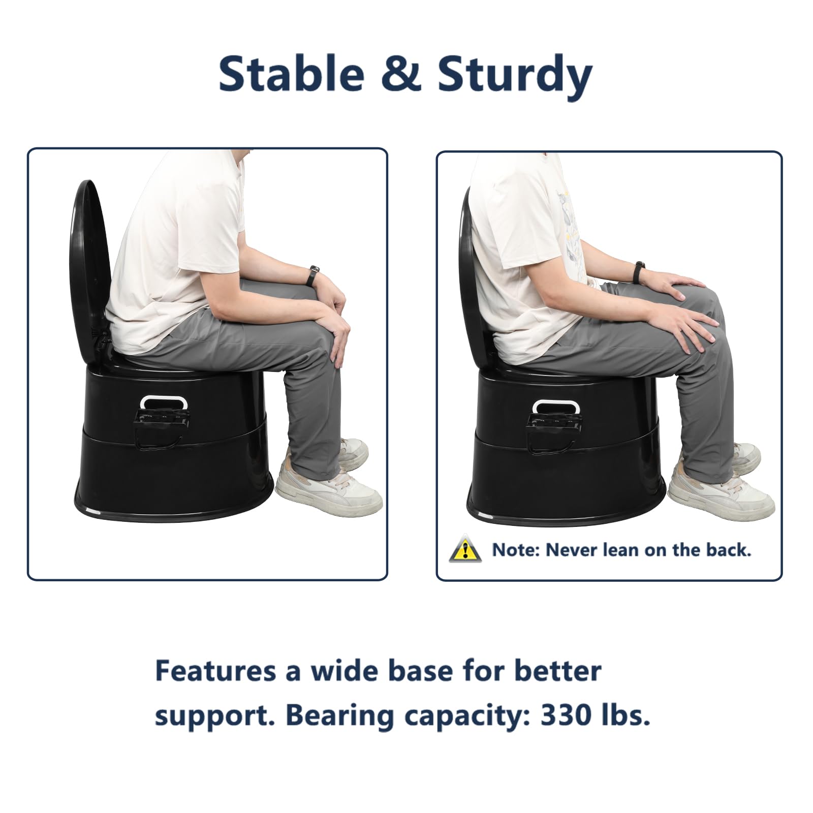 VINGLI Portable Toilet for Camping & Travel - Lightweight Compact Commode with Detachable Inner Bucket & Removable Paper Holder - Indoor Outdoor Toilet for RV, Boat, Van, Emergency, Hiking & Road Trips (Black)