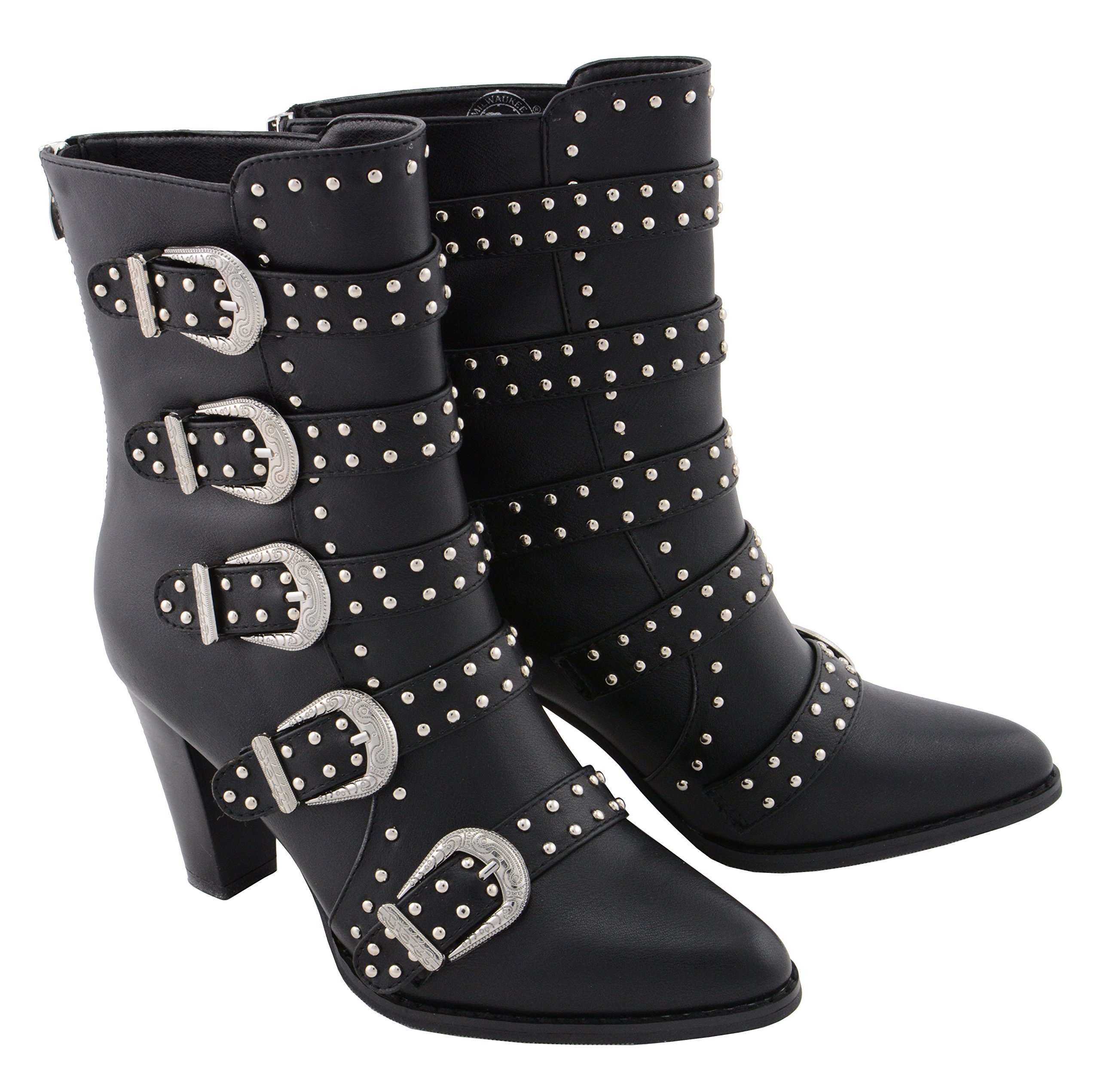 Stylish Women's Studded Buckle Up Boots with Bling Accents - Sexy Ankle Booties for Night Out, Party & Date Night