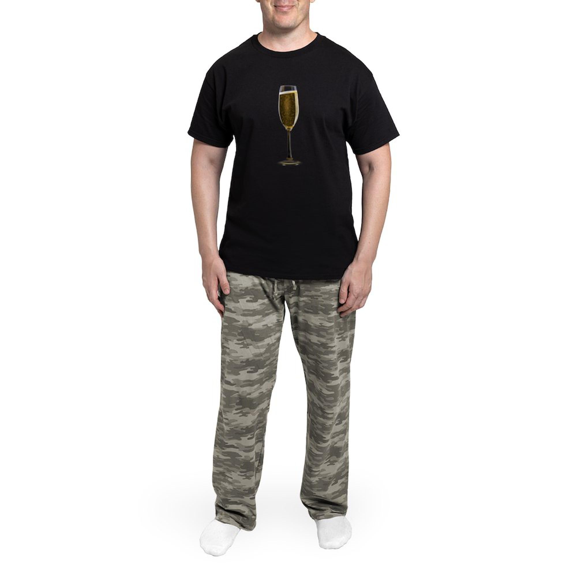 Champagne Glass Novelty Men's Pajama Set - Soft & Comfortable Sleepwear for Lounge & Gift Giving - Perfect for Birthday, Bachelor Party & Relaxing at Home