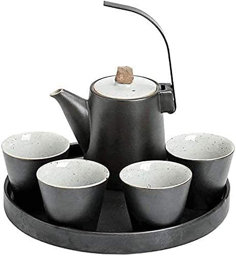 Japanese Style Cast Iron Teapot with Infuser & Ceramic Tea Cup Set - Handcrafted Porcelain Teapot with Handle - Perfect for Home, Office, Garden Tea Room - Ideal for Tea Ceremonies & Relaxation (White, One Size)