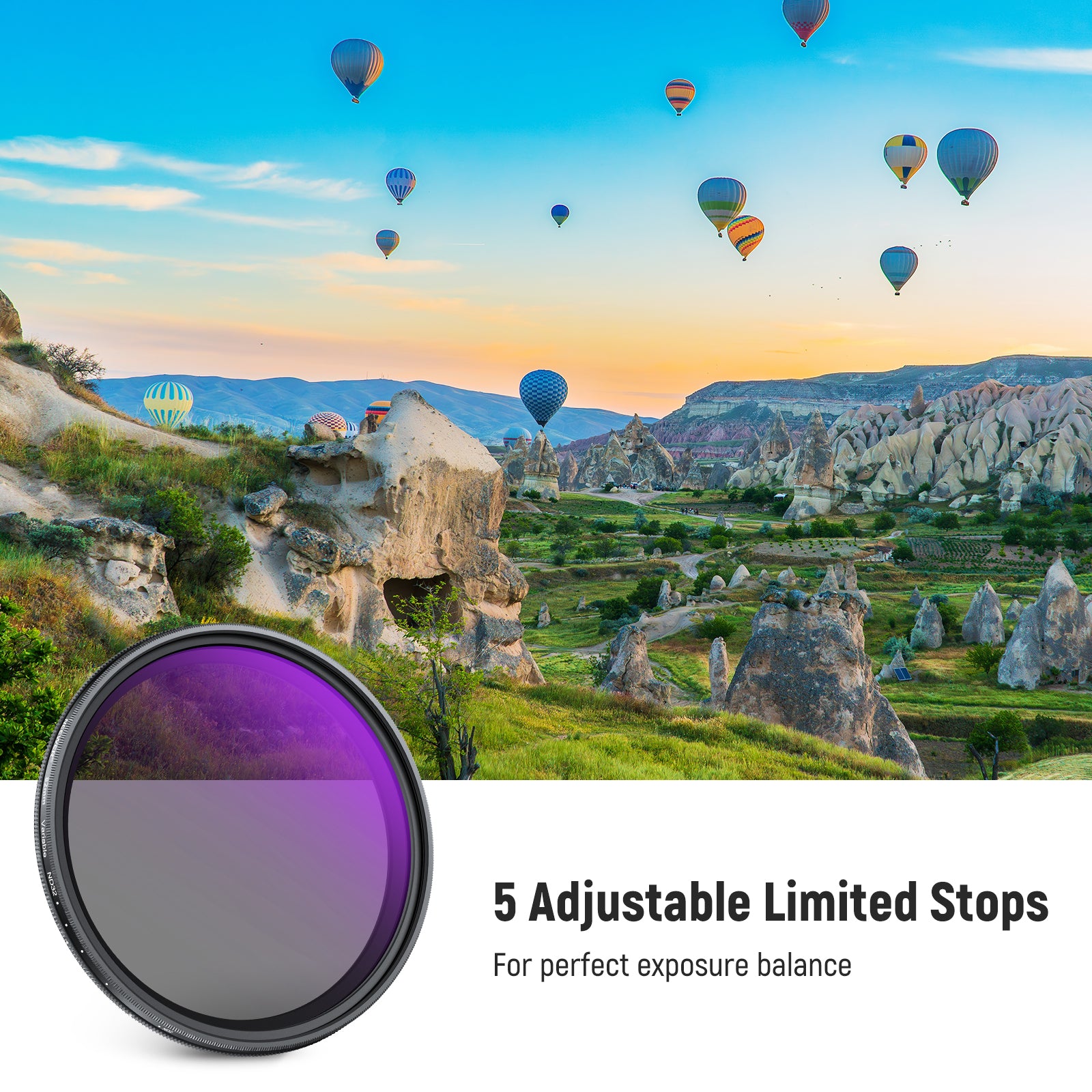 NEEWER ND2-32 (1.5 Stops) Variable Neutral Density Filter with Lens Cap - Perfect for Photography & Videography, Landscape, Portrait, and Outdoor Shooting