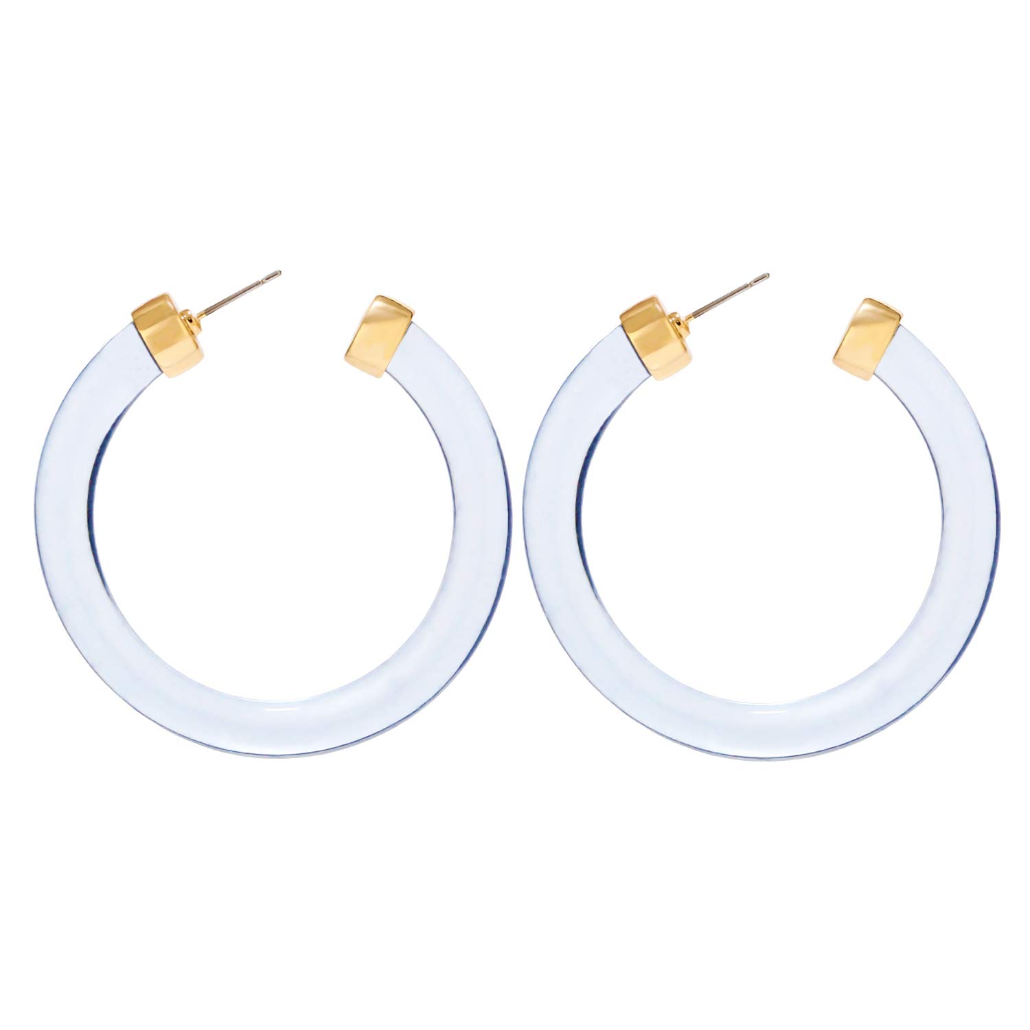 Transparent Color Lucite Resin Hoop Earrings - Acetate Statement Drop Earrings for Women | Trendy Fashion Jewelry for Parties, Weddings & Everyday Wear