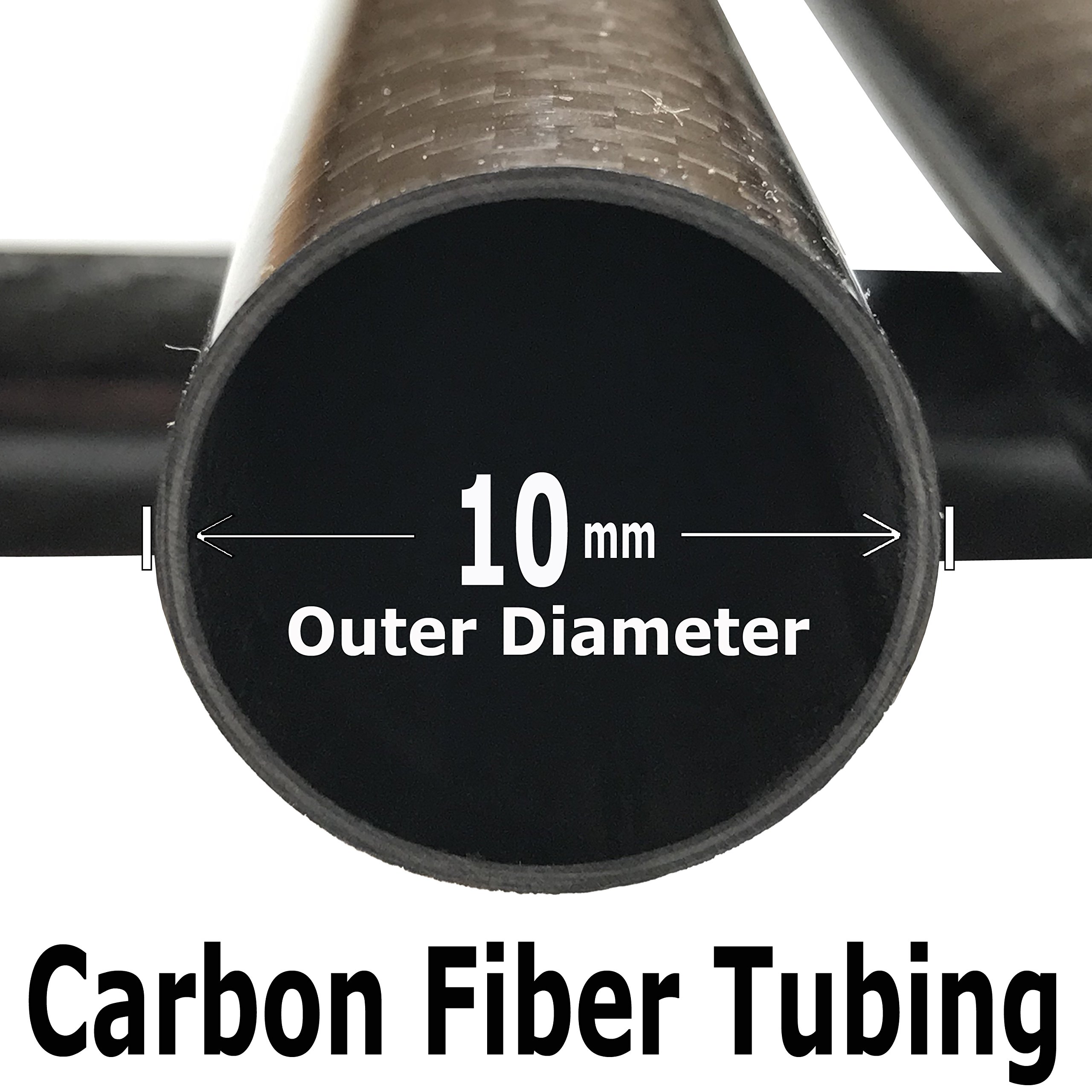 Premium Black Carbon Fiber Tube - 10mm x 8mm x 1000mm Hollow Rod - High Strength Lightweight Carbon Fiber Shaft for RC Models, Drones, DIY Projects & Industrial Applications