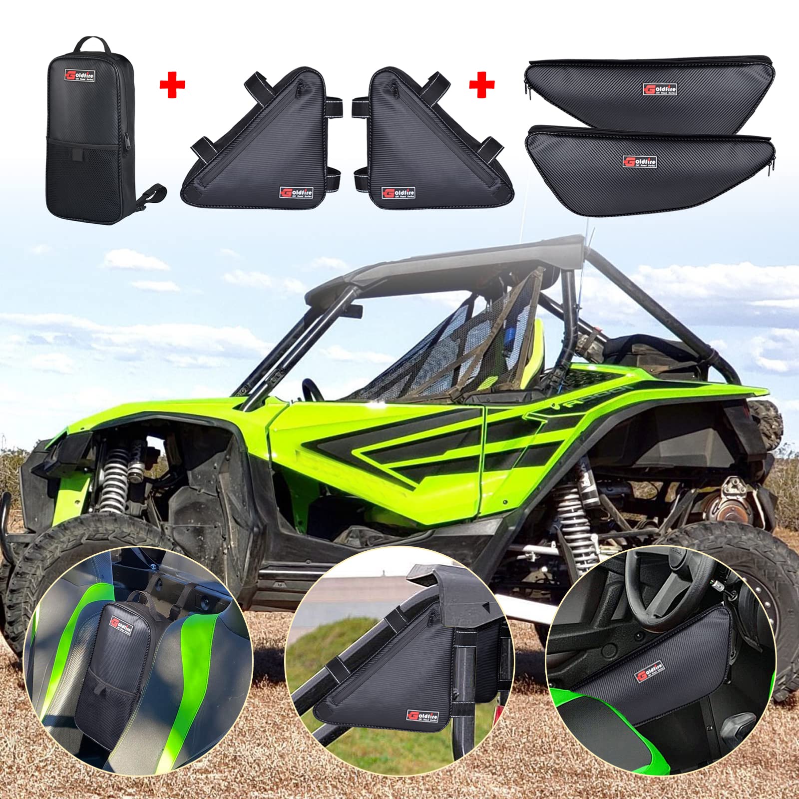 Goldfire UTV Talon Accessories - 1680D High-Density Water-Resistant Storage Bag Combo (Center Bag + Corner Bags + Lower Door Bags) for Honda Talon 1000R/1000X/1000X4 (2019-2021 Models) - Perfect for Off-Road Adventures, Camping & Gear Organization