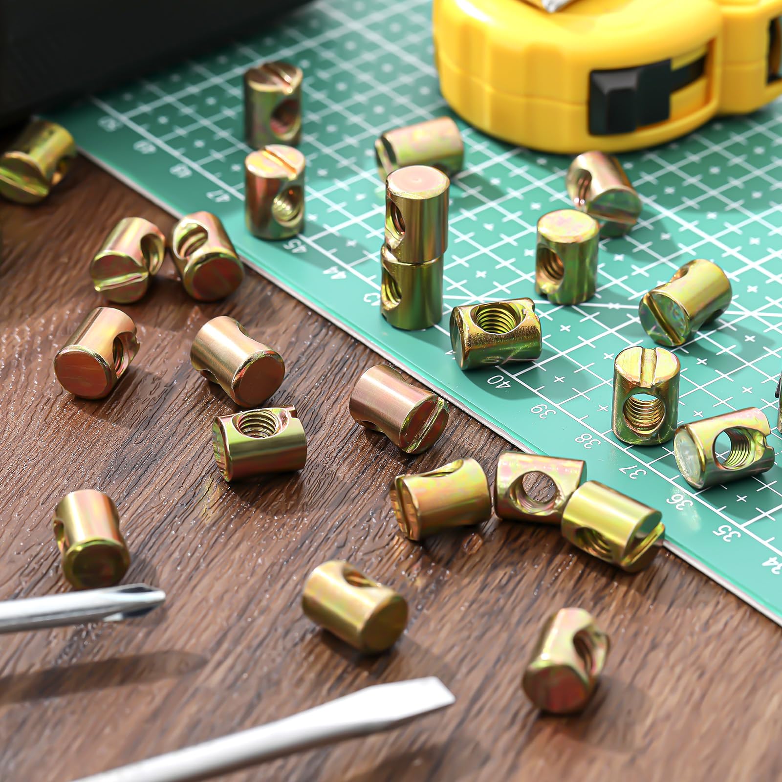 Blulu 50 Pcs M6 Barrel Nuts Cross Dowels Slotted Nuts - Bunk Bed & Furniture Hardware Kit (M6 x 10mm x 13mm) - Perfect for Baby Cribs, Chairs, Headboards & DIY Furniture Repairs