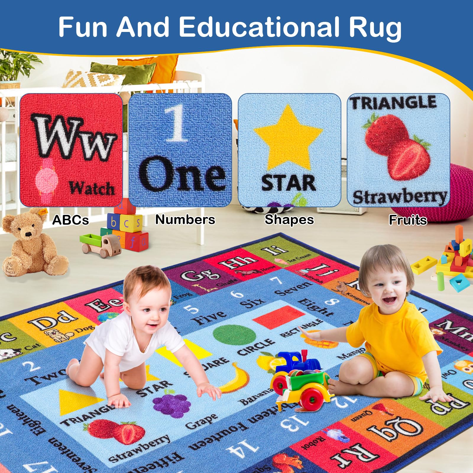 PCSWEET HOME Kids ABC Play Rug - Large 4'11