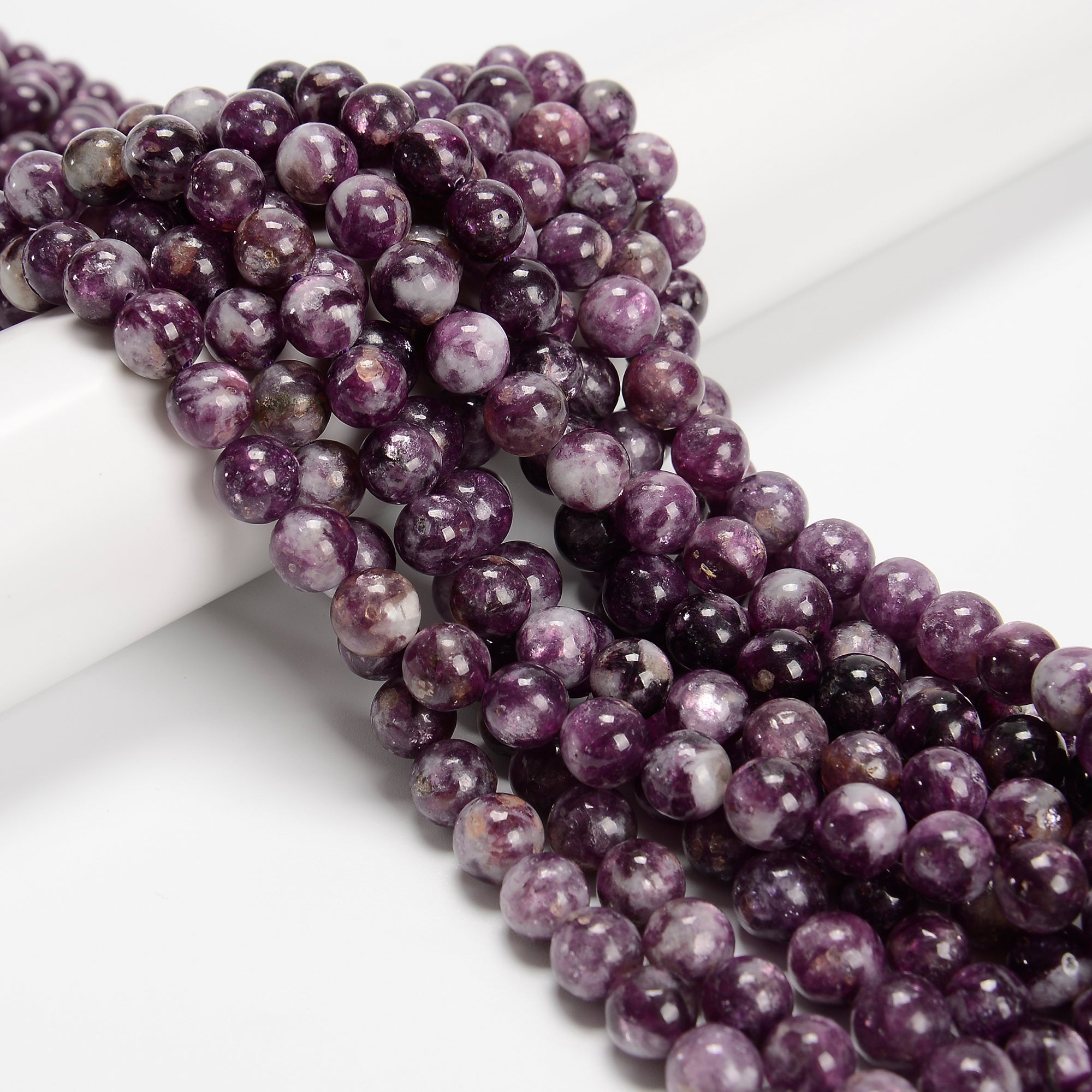 Premium Natural Purple Mica Smooth Round Beads - 8mm, 10mm Sizes - 15.5