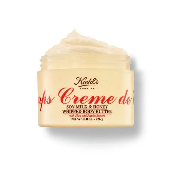 Kiehl's Creme de Corps Soy Milk & Honey Whipped Body Butter - Ultra Hydrating Moisturizer for Dry Skin | Perfect for Winter Care & Daily Nourishment